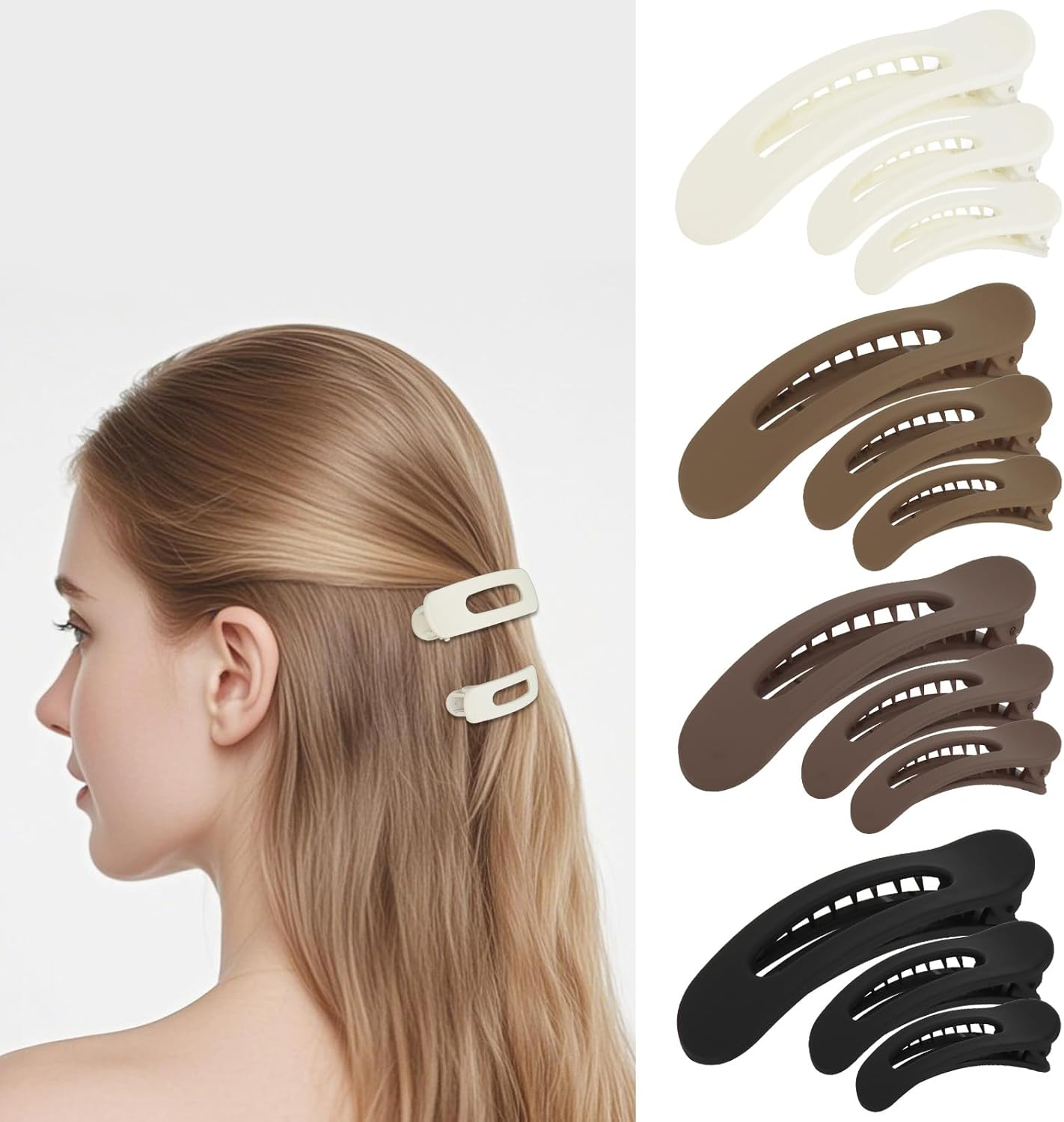 PRUADEOR Pack of 4 Flat Hair Clips for Women, Strong Hold Hair Clips Women, Large Hair Clip Large for Thin and Thick Hair, Practical Design image number 3