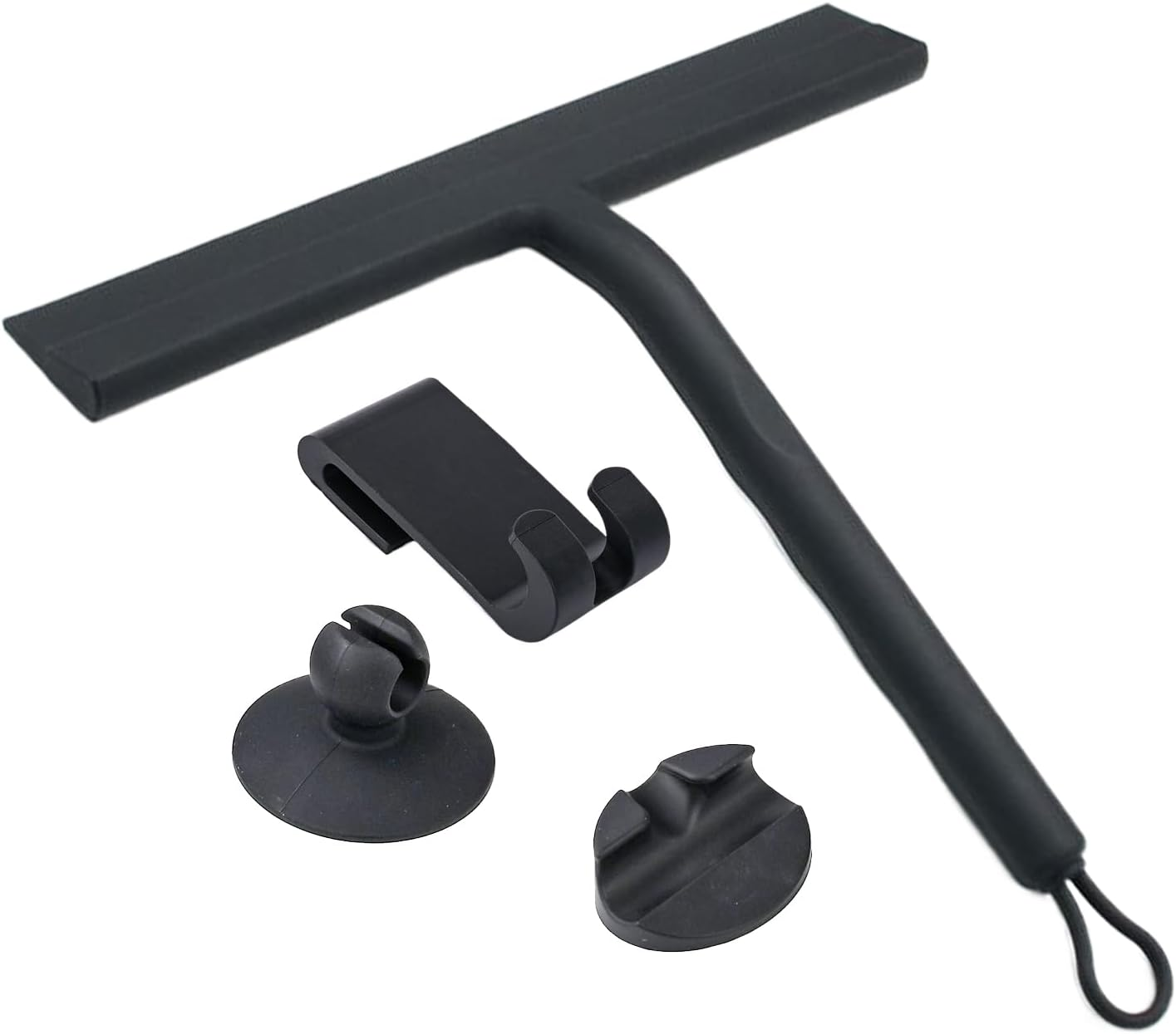 Squeegee for Shower, Shower Wiper Bathroom Squeegee Scraper, Silicone Cleaning Supplies Scrubber with 3 Hooks, Wiper Scraper for Tile Wall Mirror Car Windshield Window image number 4