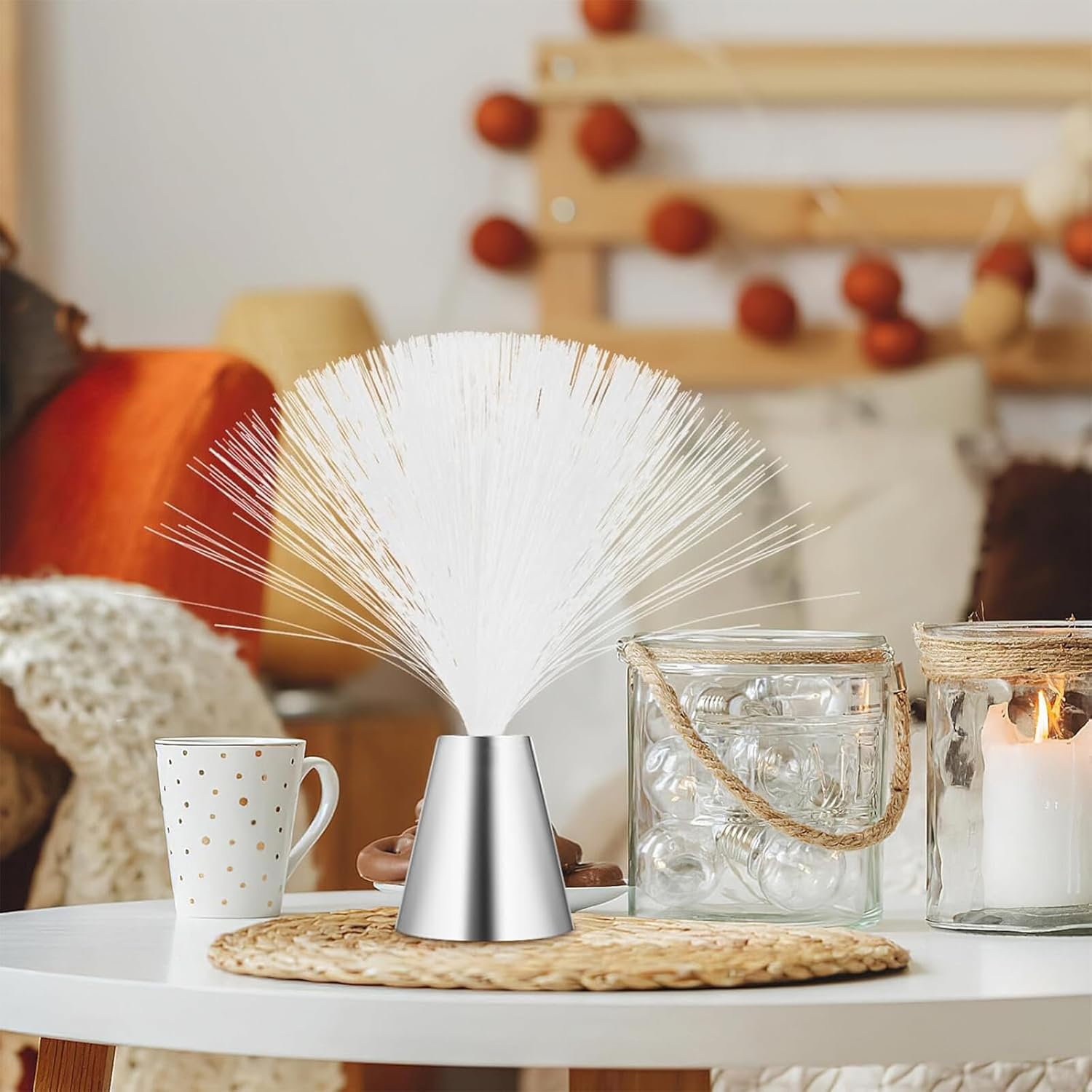 MODOAO LED Color Changing LED Lamp, 7 Colors Colorful Fiber Optic Lantern Battery Operated Mood Night Light Festival Atmosphere Lamp for Living Room Bathroom Bar Party