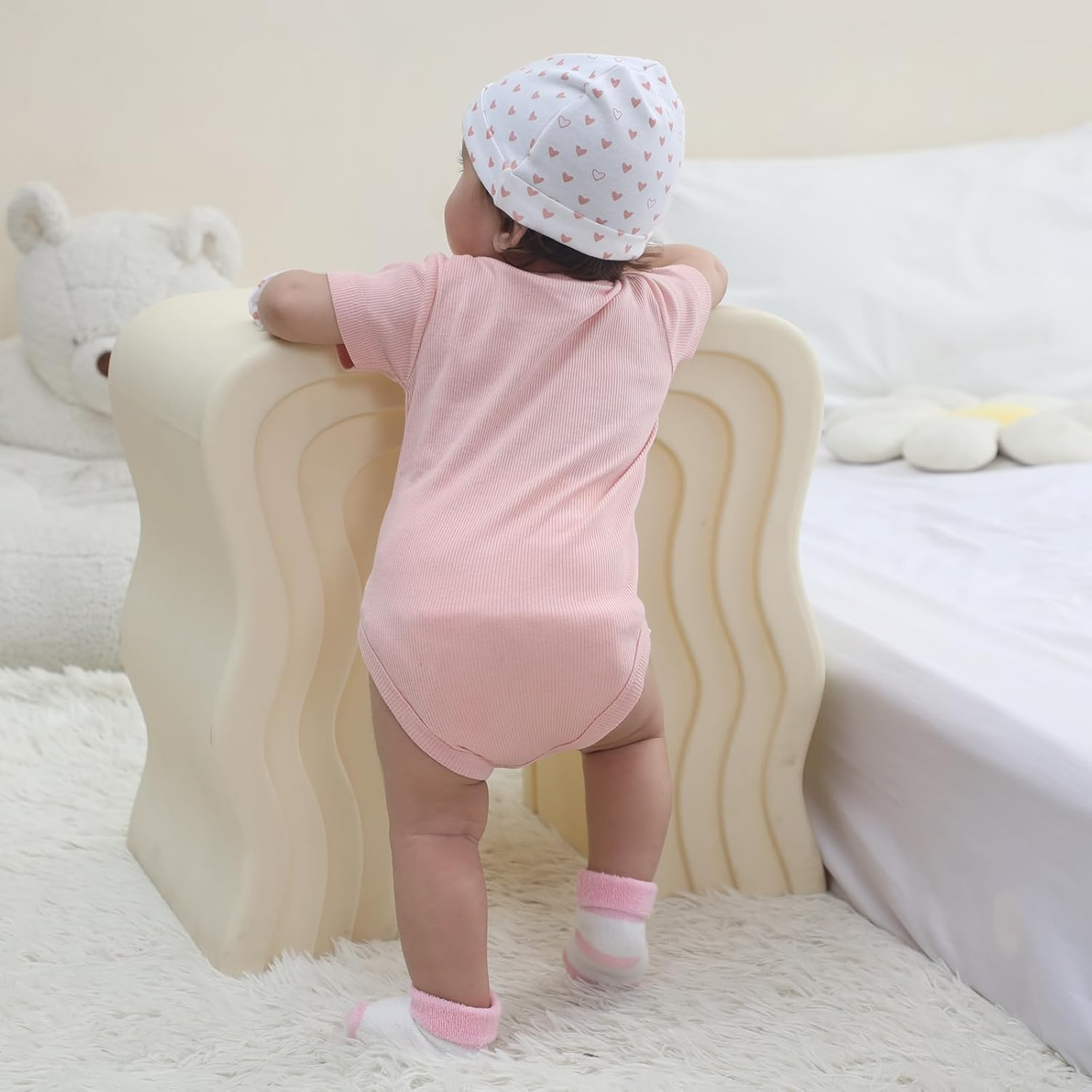 Newborn Baby Bodysuit Soft Ribbed Romper Infant Boy Girl Clothes Set 0-12 Months image number 1