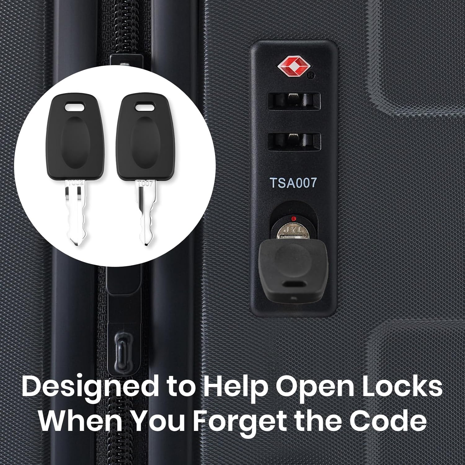 2 Pcs TSA002 TSA007 Master Key, Universal Luggage Lock Keys with Key Rings, Travel Accessories for TSA Approved Suitcase Locks Emergency Unlocking Tool for Backpacks & Baggage