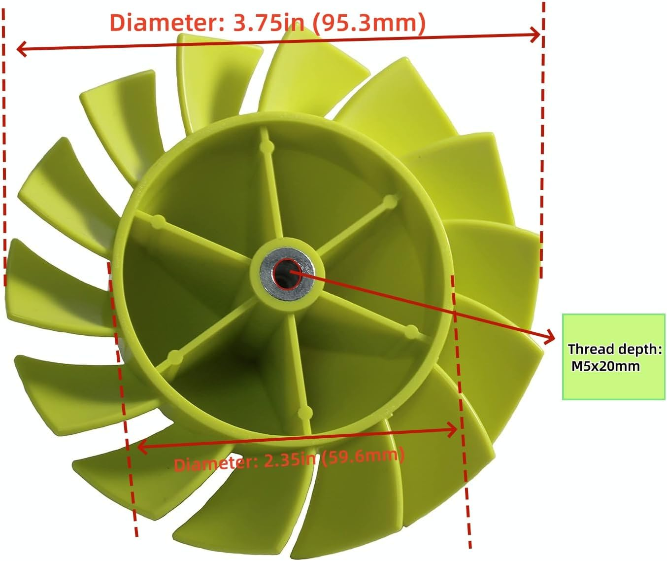 529437003/529437004/529437001 Blower Fan Compatible with Fits Ryobi Ryobi 18 Volt Blower Fan P2108 P21081 P21081VN P21081VNM image number 2