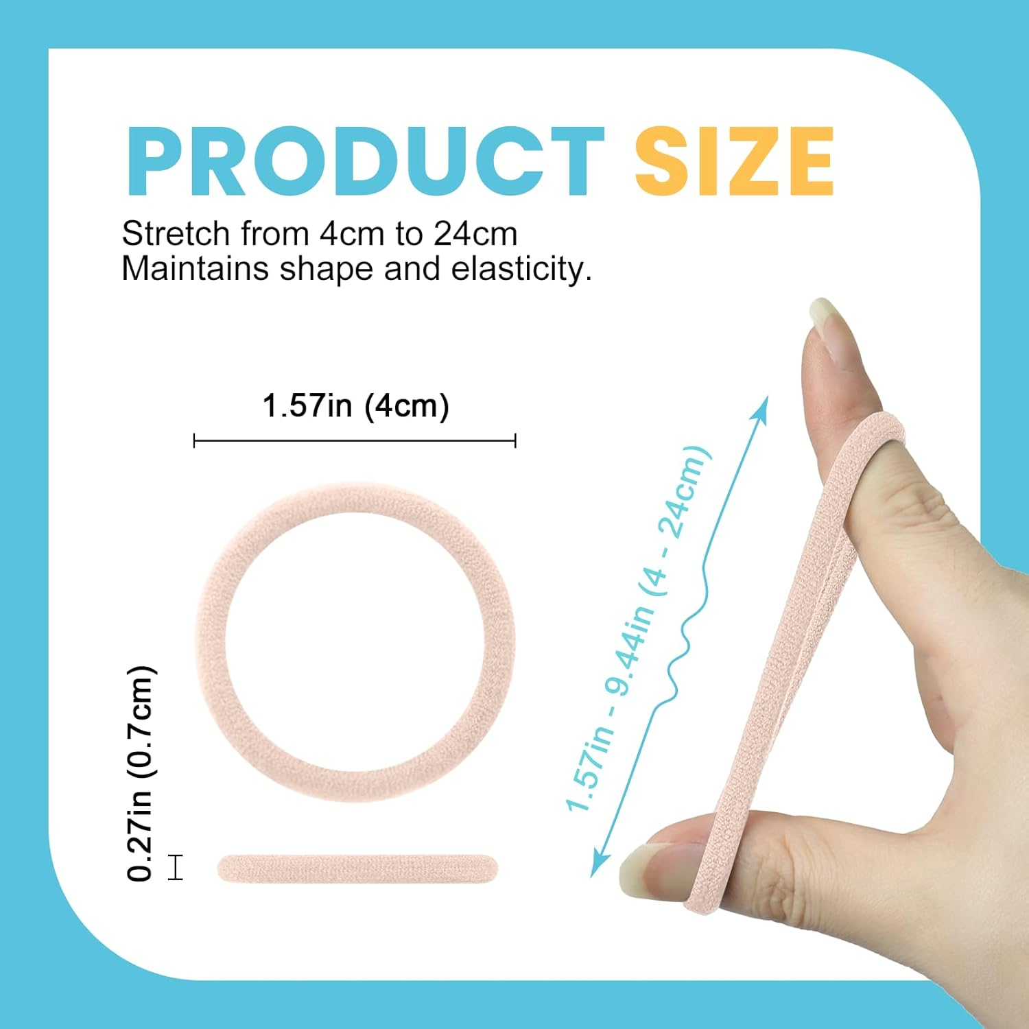 HOYOLS Soft Large Seamless Hair Ties, Gentle Stretch Nylon Ponytail Holder Bands for Thick Heavy Curly Hair, No Slip No Damage Scrunchies Headbands 100 Pcs (Light Blonde)