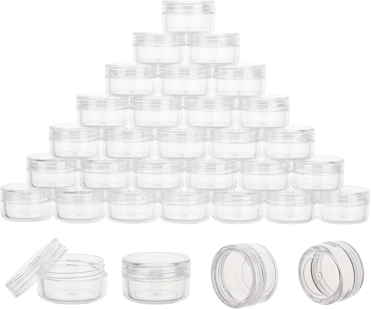 50 Count 5 Gram Sample Containers, Clear Lip Balm Containers with Lids, Small Plastic Sample Jars with 4 Mini Spoons, 50Pcs Labels (Black Lid) image number 5