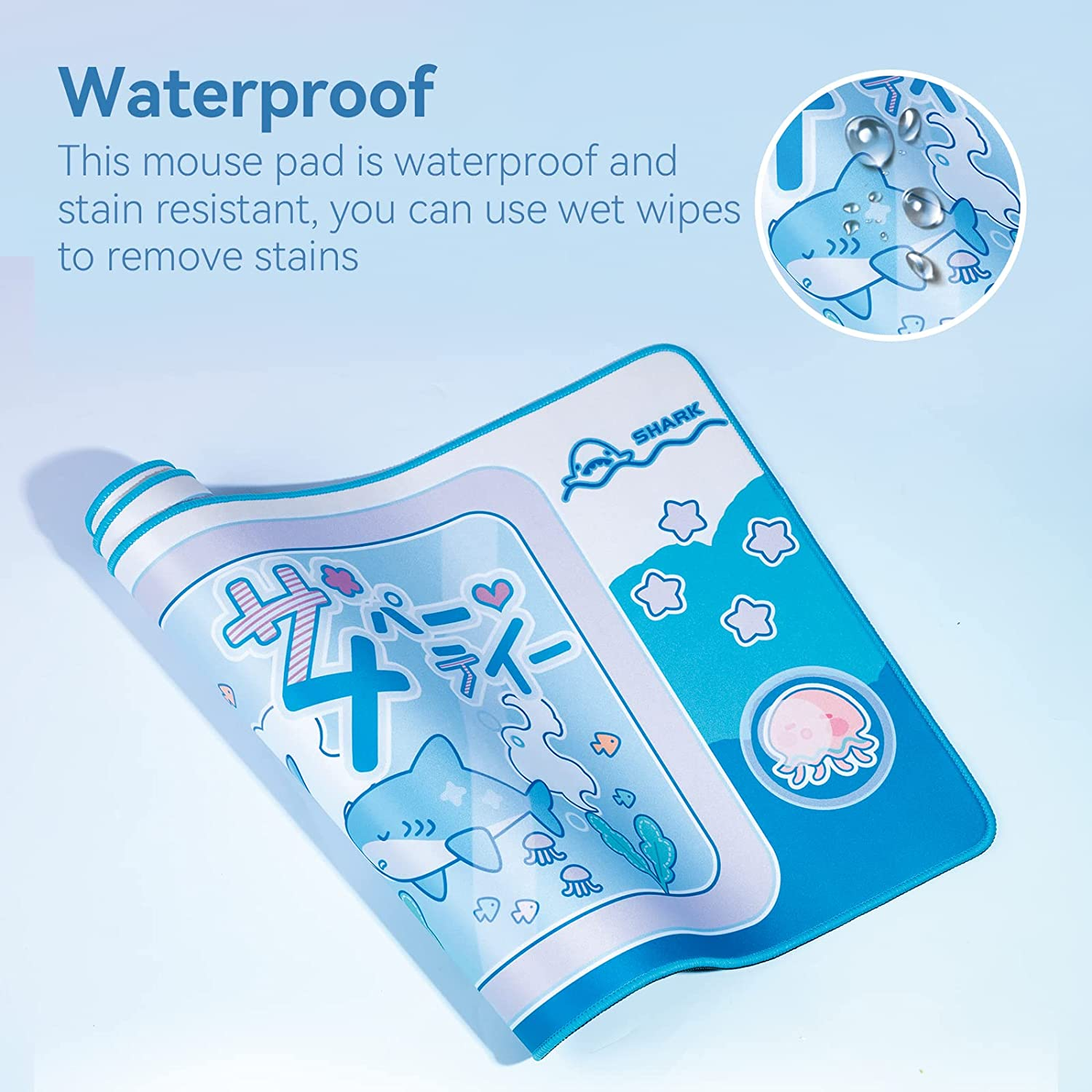 Geekshare Cute Shark Party Mouse Pad - Large Non-Slip Rubber Base Desk Mat for Keyboard and Mouse, Perfect for Gaming, Writing, or Home Office Work image number 4