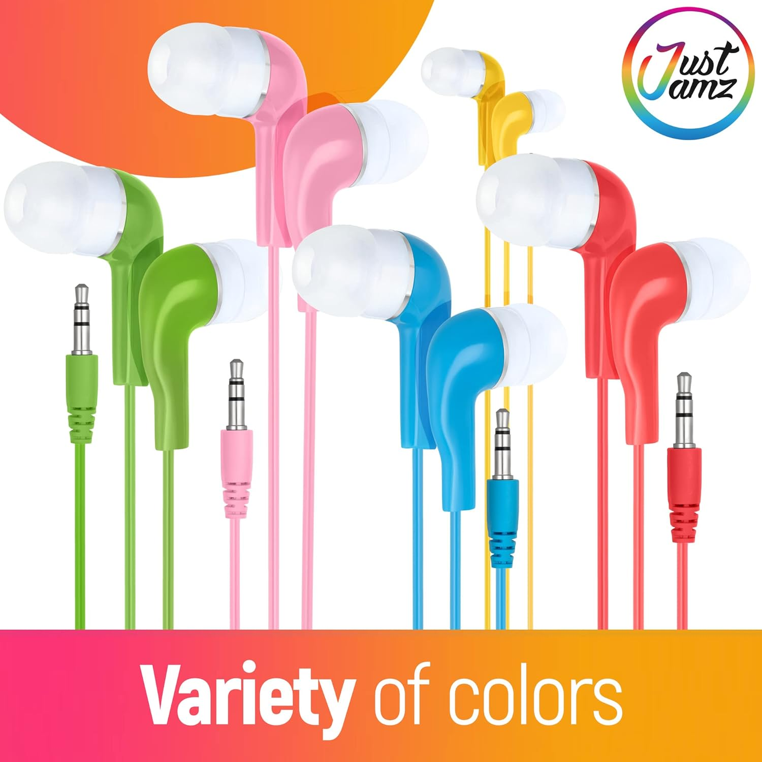 Justjamz Kidz Jelly Roll Colorful In-Ear 3.5Mm Stereo Earbud Earphones - 30 Pack image number 1