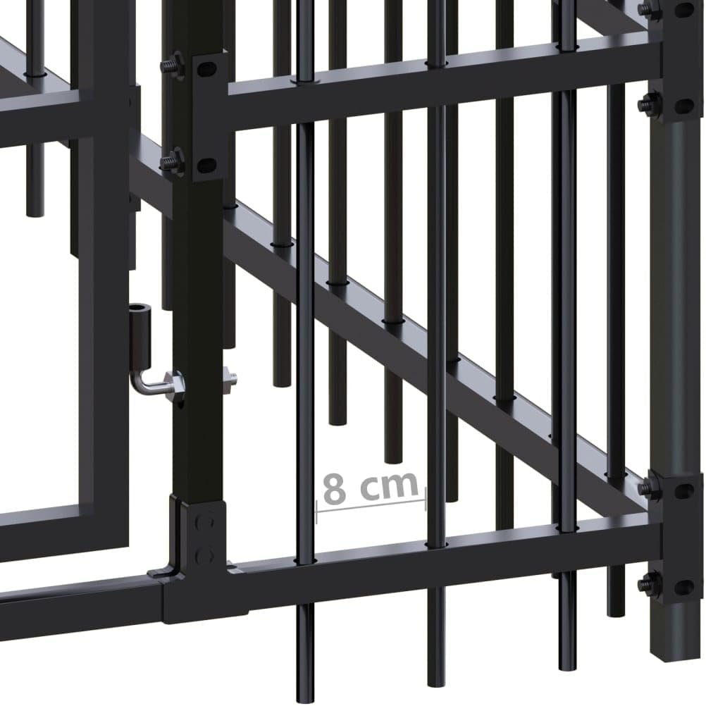 Outdoor Dog Kennel Steel 5.53 M&sup2; Large Pet Enclosure Safe Durable Weatherproof image number 2
