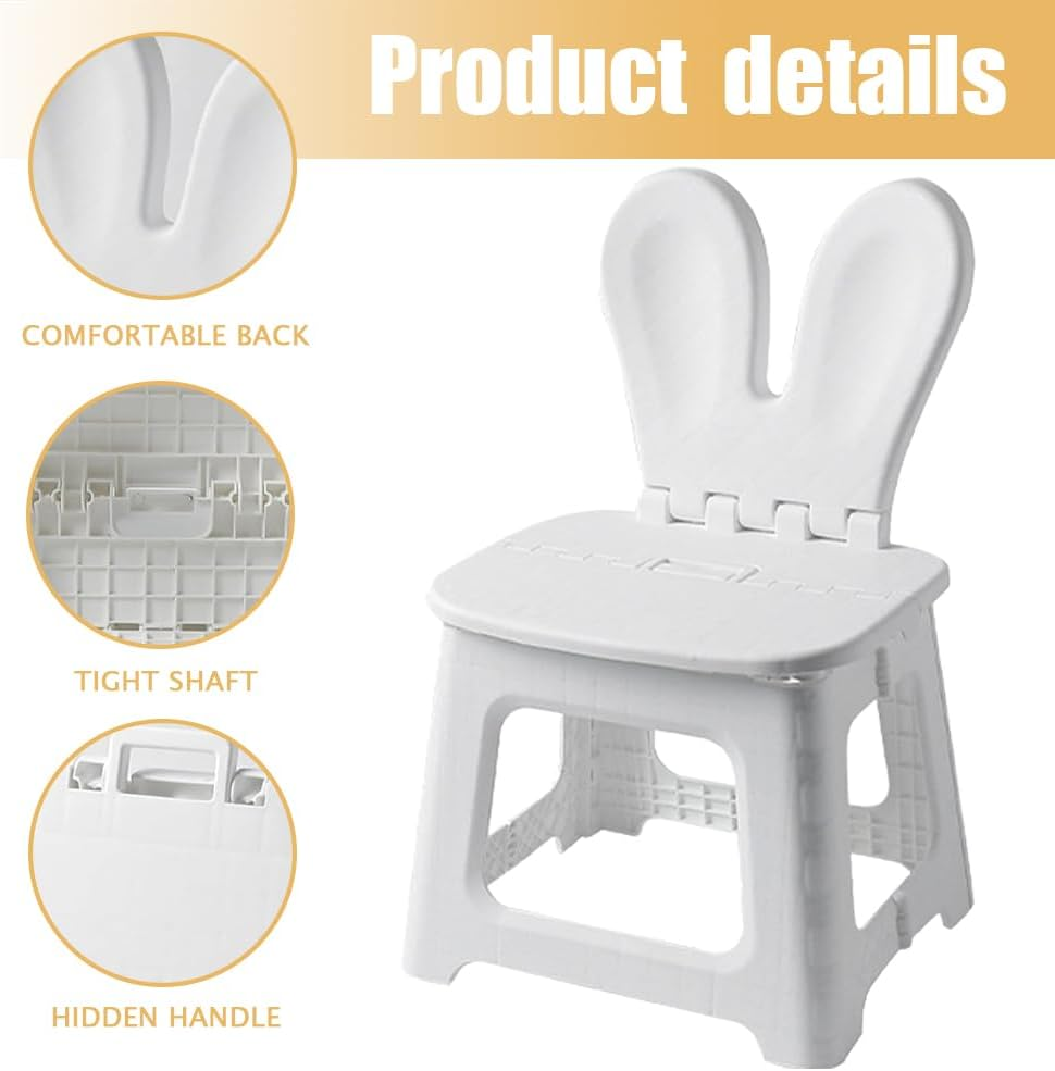 Kids Back Folding Stool,Kindergarten Learning Stools,Rabbit Shape Chair,Stepping Stool,Multifunctional Bathroom Stool,Stool with Carrying Handle,For Children image number 6