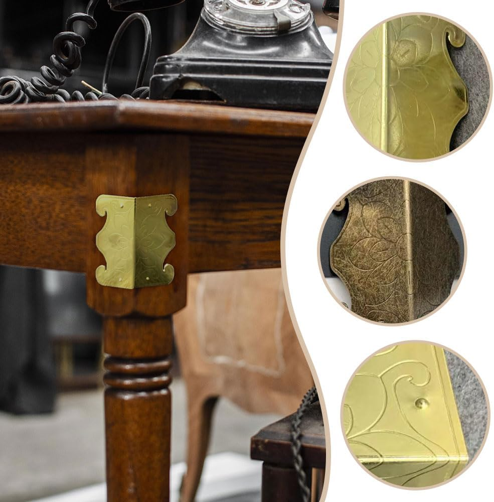 Skiffers Baseboard Corner Protectors, Skiffer Skirting Board Corner Protector, Solid Brass Skirting Board Corner Protectors, Vintage Metal Corner Protector Decorative Protector Cover (Bronze, 12PCS) image number 4