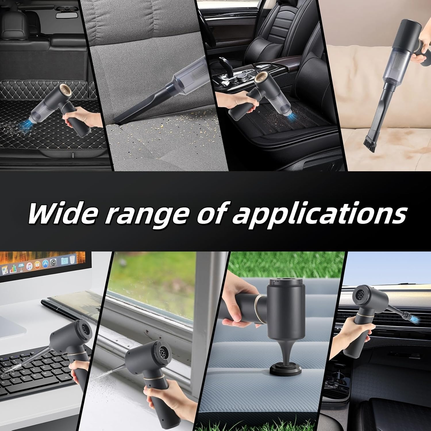 Car Vacuum Cleaner,16000Pa High Power Mini Vacuum Cleaner,Rechargeable Handheld Vacuum,Portable Cordless Compressed Air Duster Air Blower for Car Home (Goldblack) image number 2