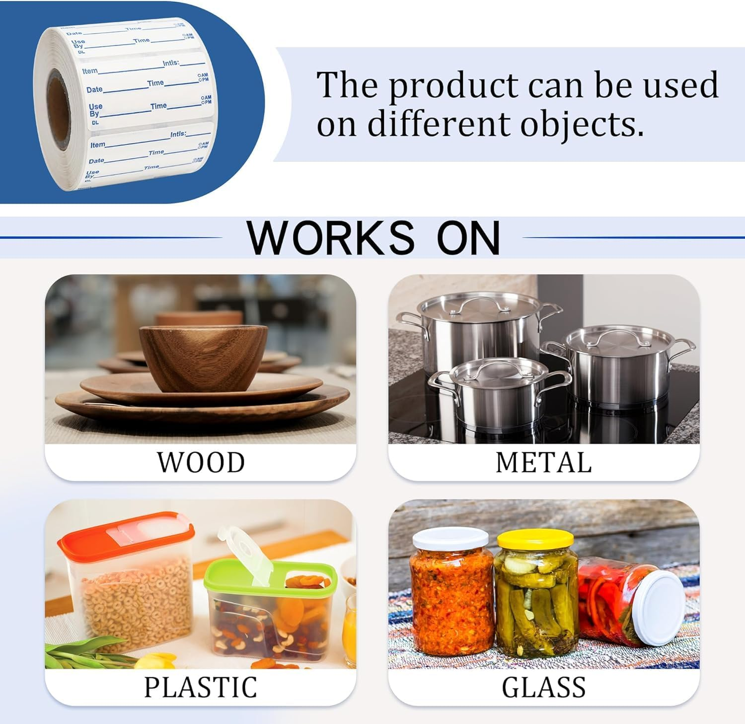 L LIKED 2X1 Dissolvable Labels, 600 Stickers, Use by Food Rotation Labels for Storage and Container (600, Blue) image number 2