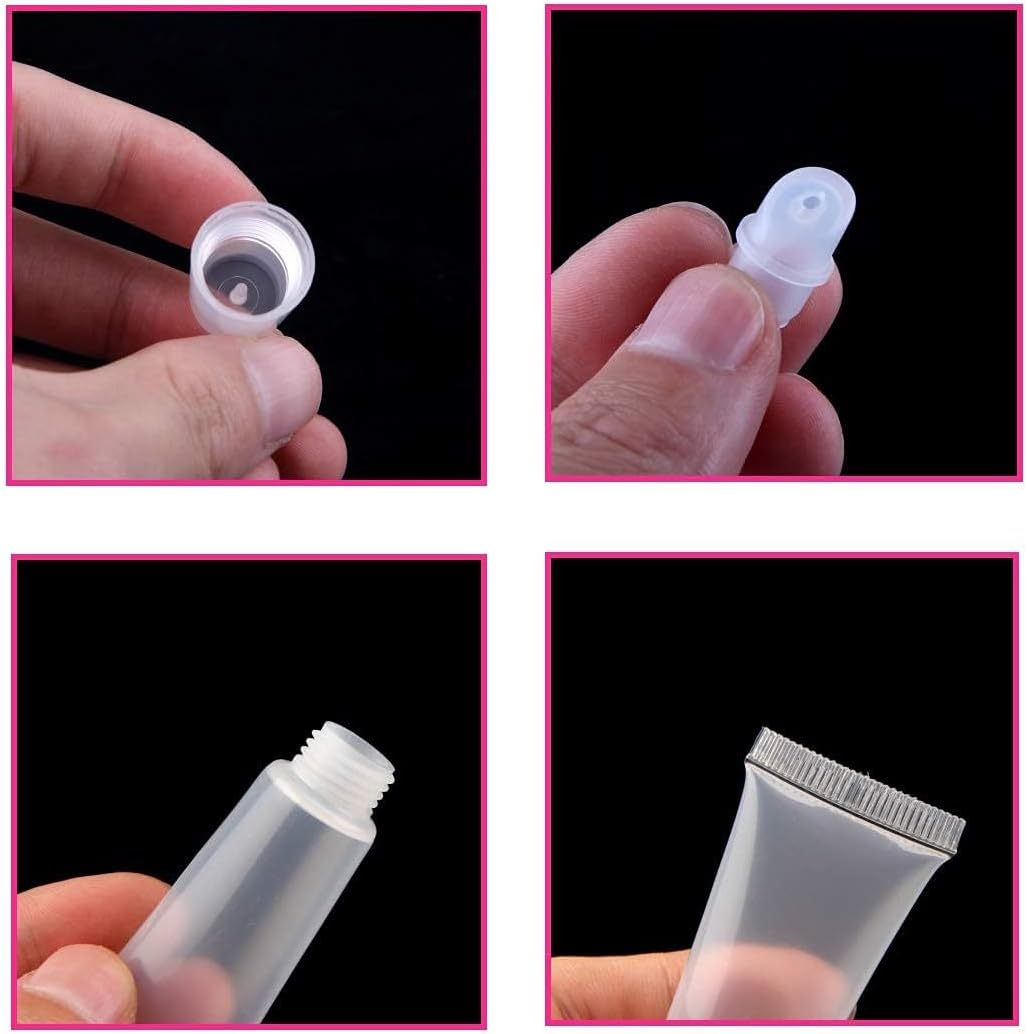 6Pcs Lip Gloss Tubes 8Ml Clear Soft Empty Lip Balm Containers Refillable Mini Cosmetic Tubes for Comestic Makeup and Travel Toiletries, Clear image number 2