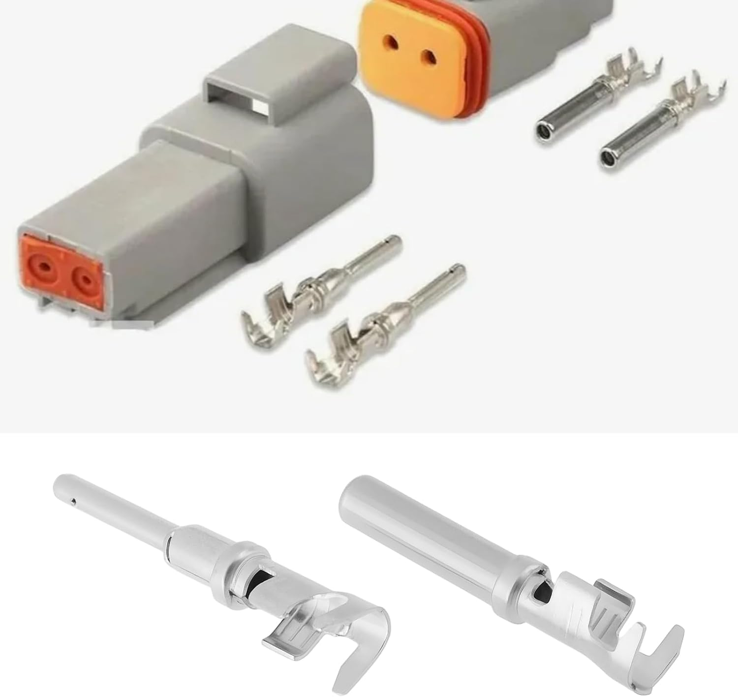 YINETTECH 20PCS Crimp Terminals for DT Series Connector Male Female Terminals Compatible with Deutsch Electrical Wiring Plugs image number 4