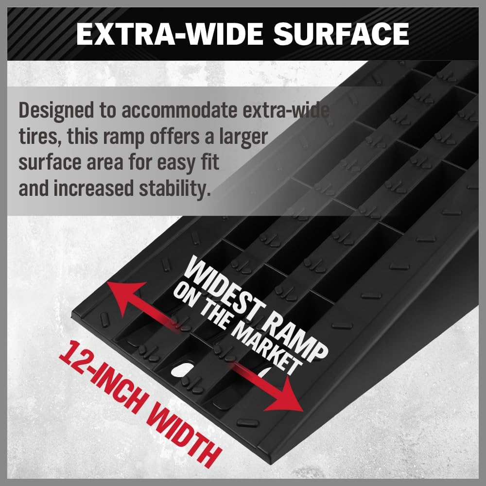 SEDY Heavy-Duty 2 Ton Vehicle Ramps - Durable Non-Slip Surface, Ideal for Low Clearance Vehicles, Extra-Wide Design