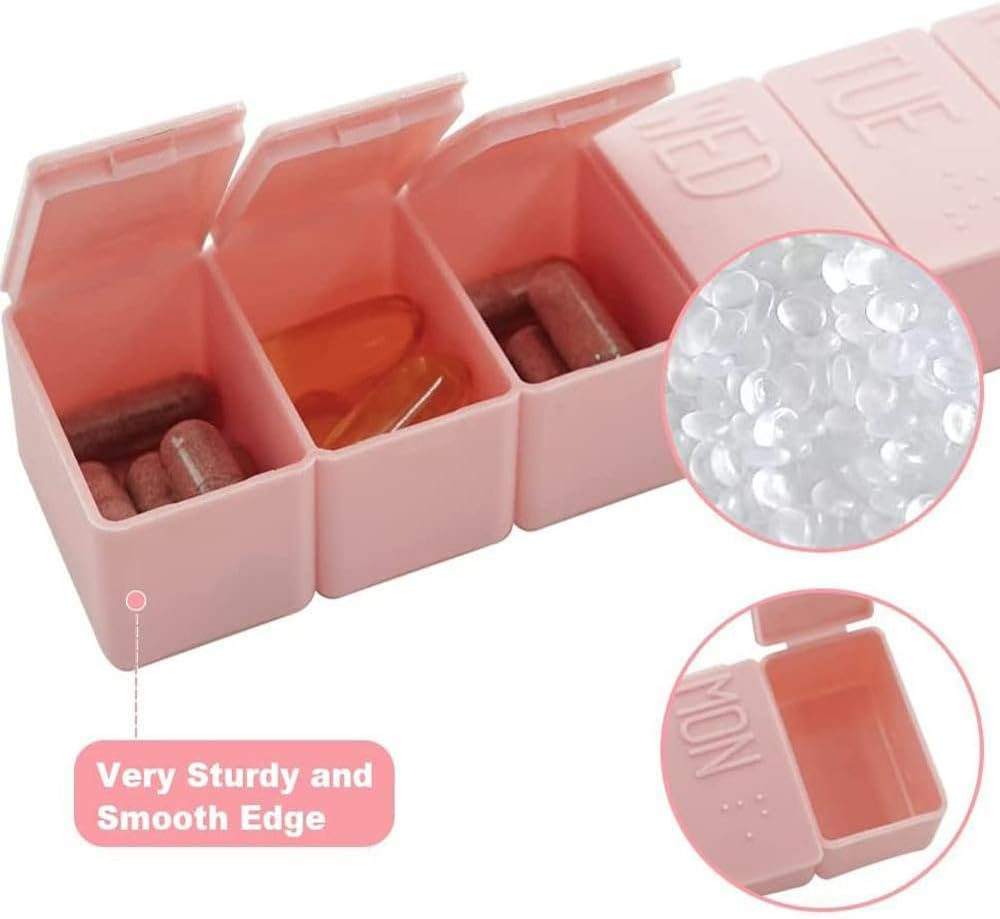 2X 7 Day Weekly Pill Box Medicine Tablet Organizer Dispenser Container Case AU Pink image number 6