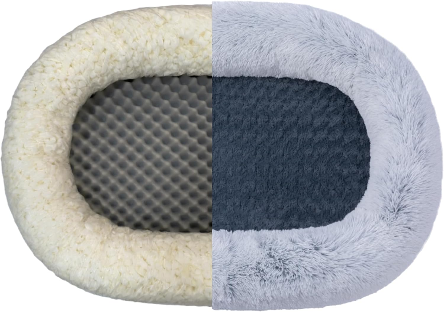 Best Baisite Size XL Medium and Large Orthopedic Dog Bed, Soothing Donut Shaped Pet Bed, Washable and Removable Bed Cover Non-Slip Bottom, 105X75X25Cm Gray image number 6