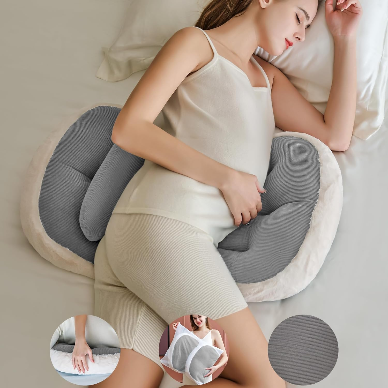 Cooling Pregnancy Pillow for Sleeping,Ice Silk&Breathable Maternity Pillow Support for Pregnant Women, Pregnancy Pillows with Laundry Bag, Maternity Pillows for Summer&Hot Night(Coolingblue)