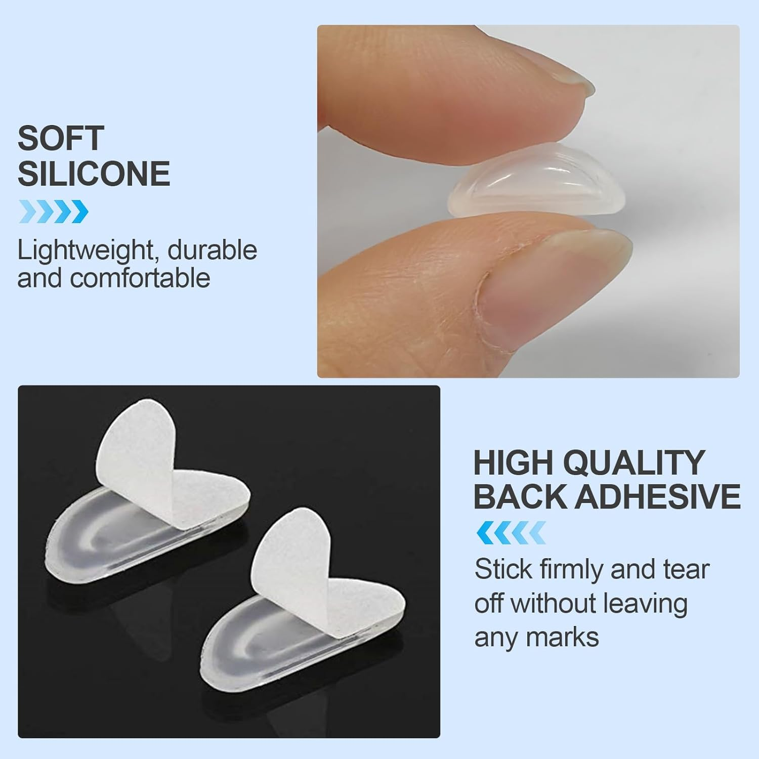 20 Pairs Silicone Nose Pads for Glasses - &zwnj;COZY CORE Ultra-Thin Comfort Grips with Strong Adhesive, Anti-Slip Air Chamber Design for Eyeglasses & Sunglasses (Clear)&zwnj;