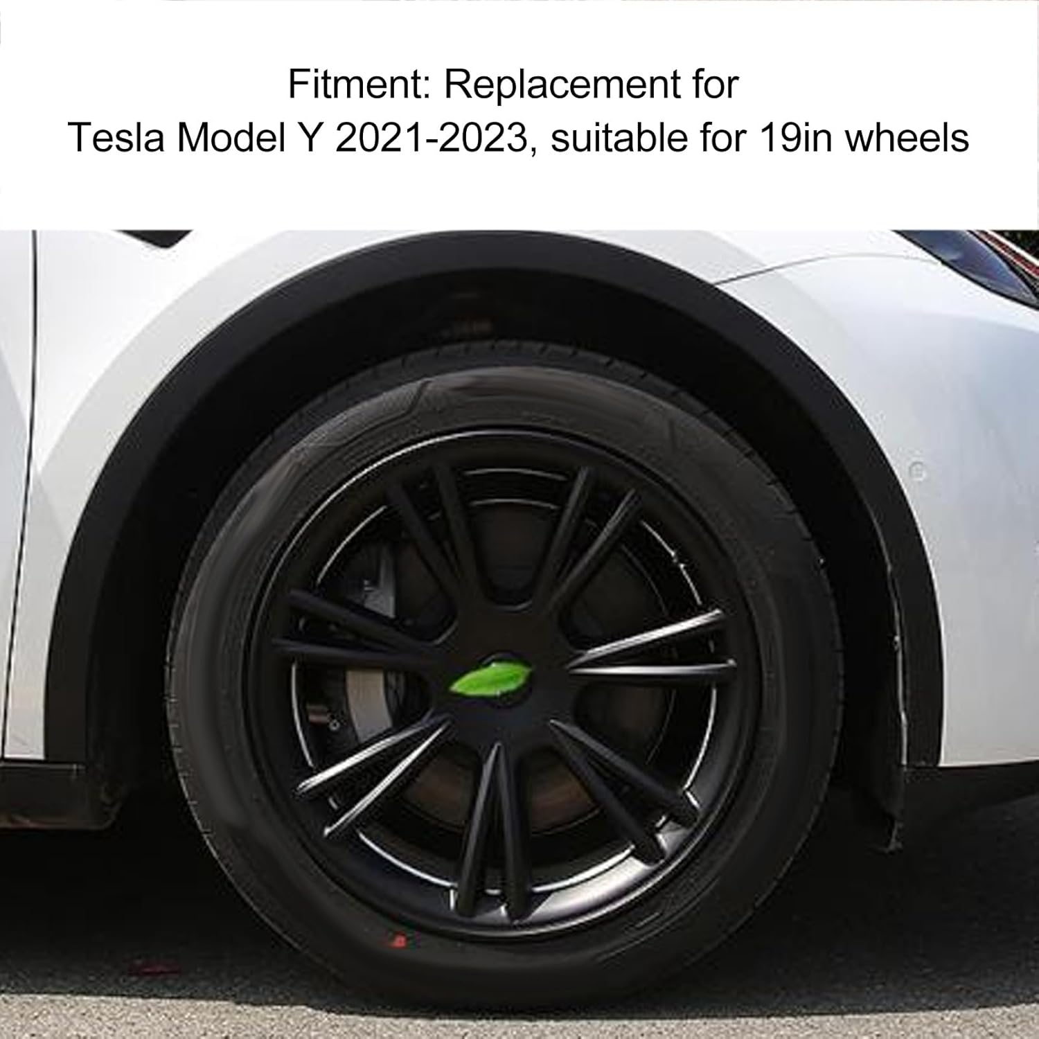 Wheel Cover Hubcaps for Tesla Model Y 2021‑2023, 19 Inch Hub Cap Replacement ABS Cover Set of 4, Sports Style Reduce Wind Wheel Rim Protector Cover (Glossy Black) image number 4
