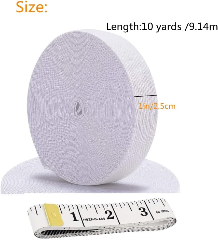 2 Pack Knit Elastic Spool,Heavy Stretch High Elasticity Knit Elastic Band 1 Inch Wide 10 Yard Long, for Sewing Craft Craft DIY Projects (Black & White) image number 3