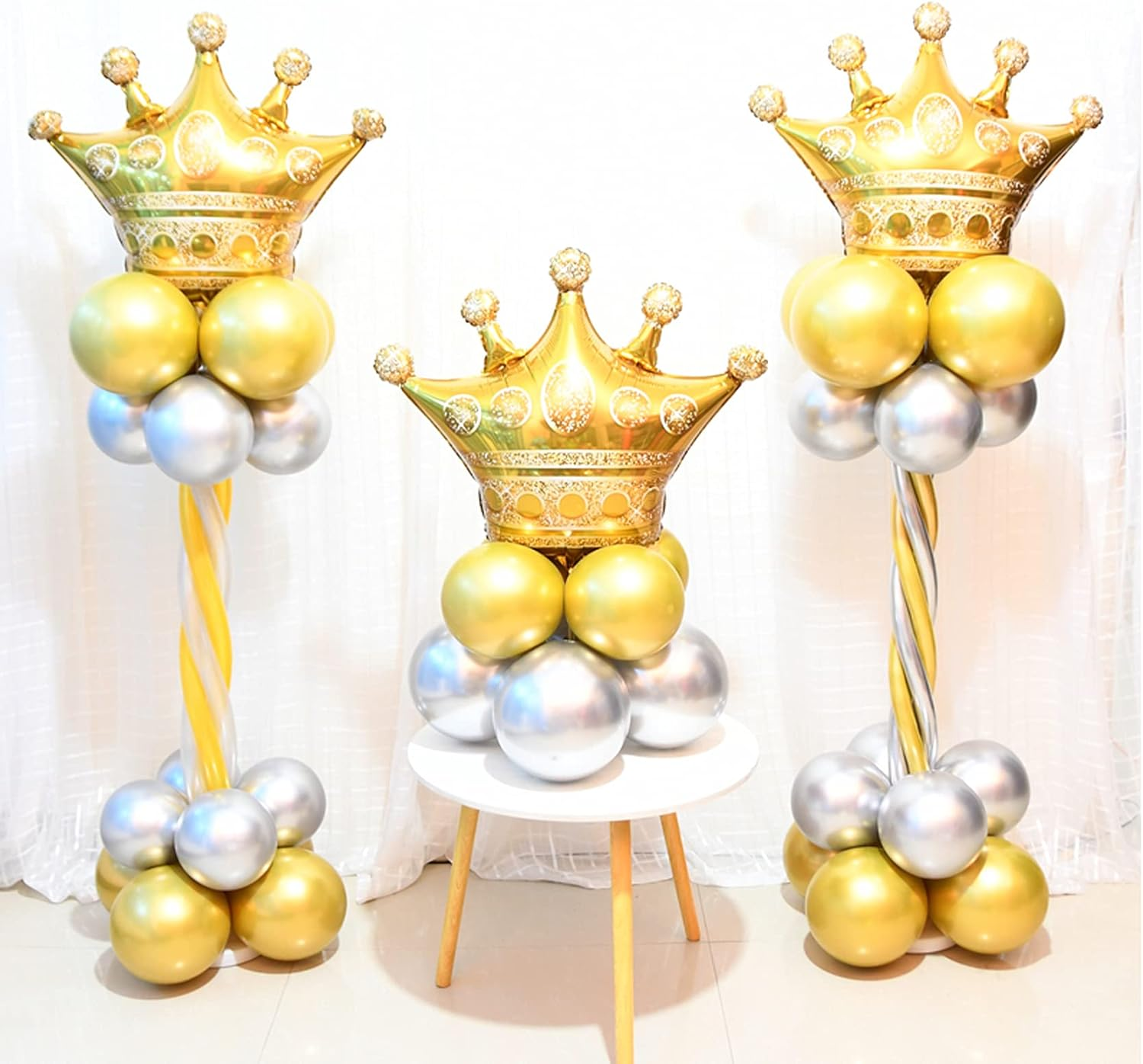 4Pcs Gold Crown Foil Balloons Decorations.Wedding Bridal Shower Marriage Engagement Party Supplies image number 2