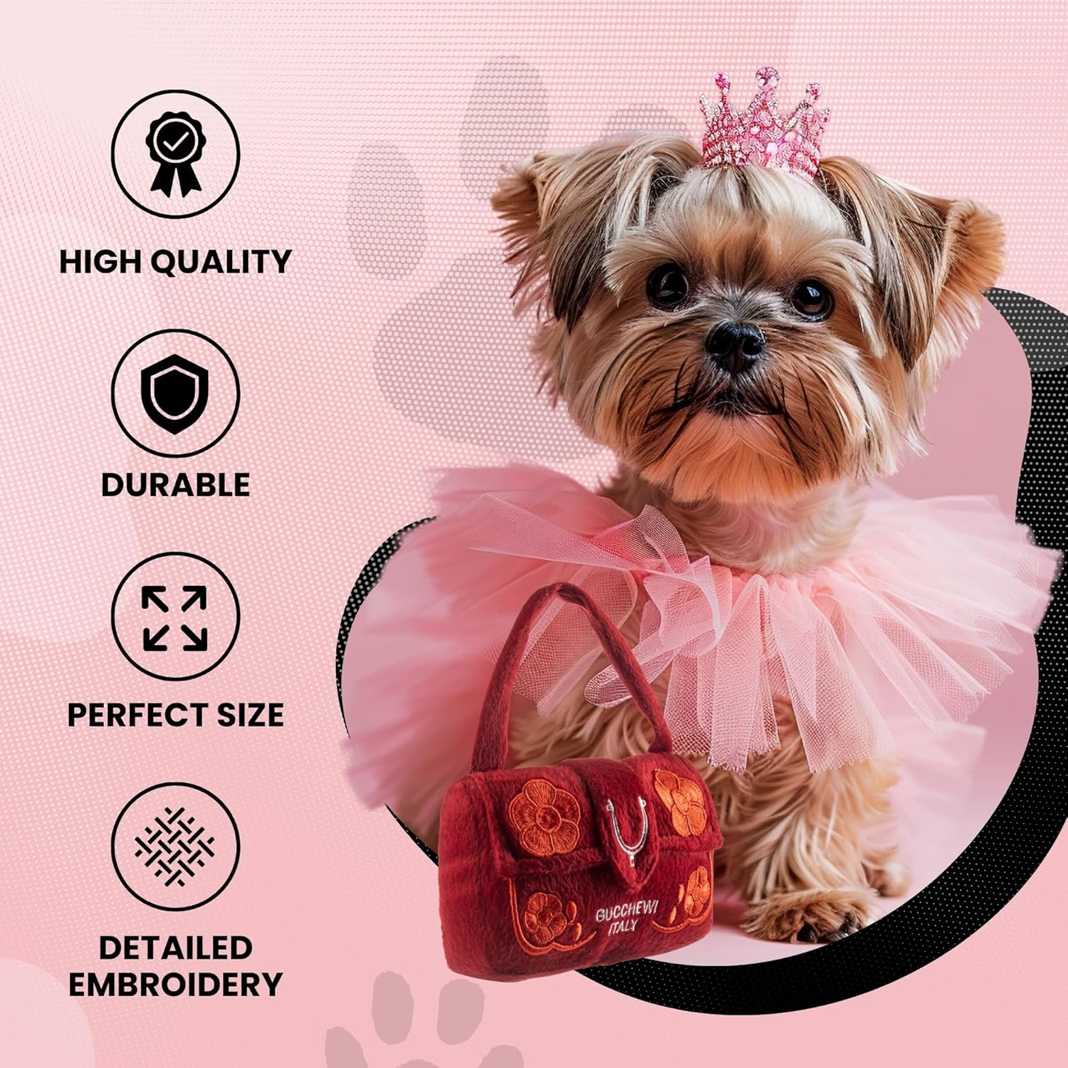 Dog Diggin Designs Runway Pup Collection | Unique Squeaky Plush Dog Toys - Haute Couture Purses & Handbags image number 5