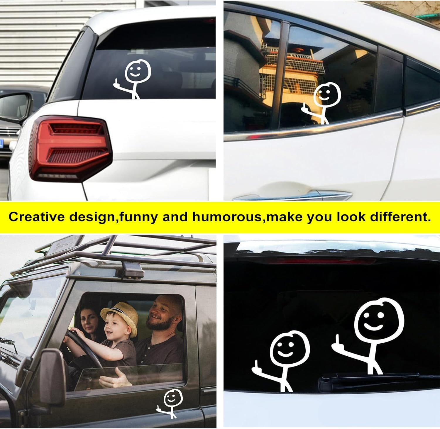 2PCS F*Ck You Funny Meme Decal,Middle Finger Car Decal,Cute and Humorous Cartoon Sticker,White Graphics Vinyl Decal for Cars,Trucks,Window,Computer