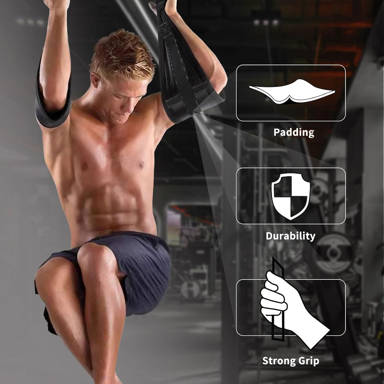 Hanging Ab Straps for Pull up Bar: Gym Ab Sling Straps for Arm Pull up Workout Support for Training Knee and Leg Raises image number 2