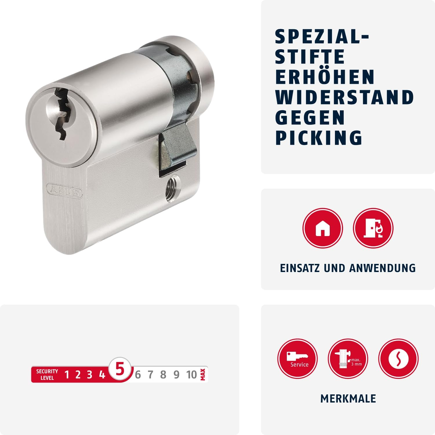 ABUS E20NP 598005 Profile Cylinder Lock with 3 Keys 10/30 image number 1