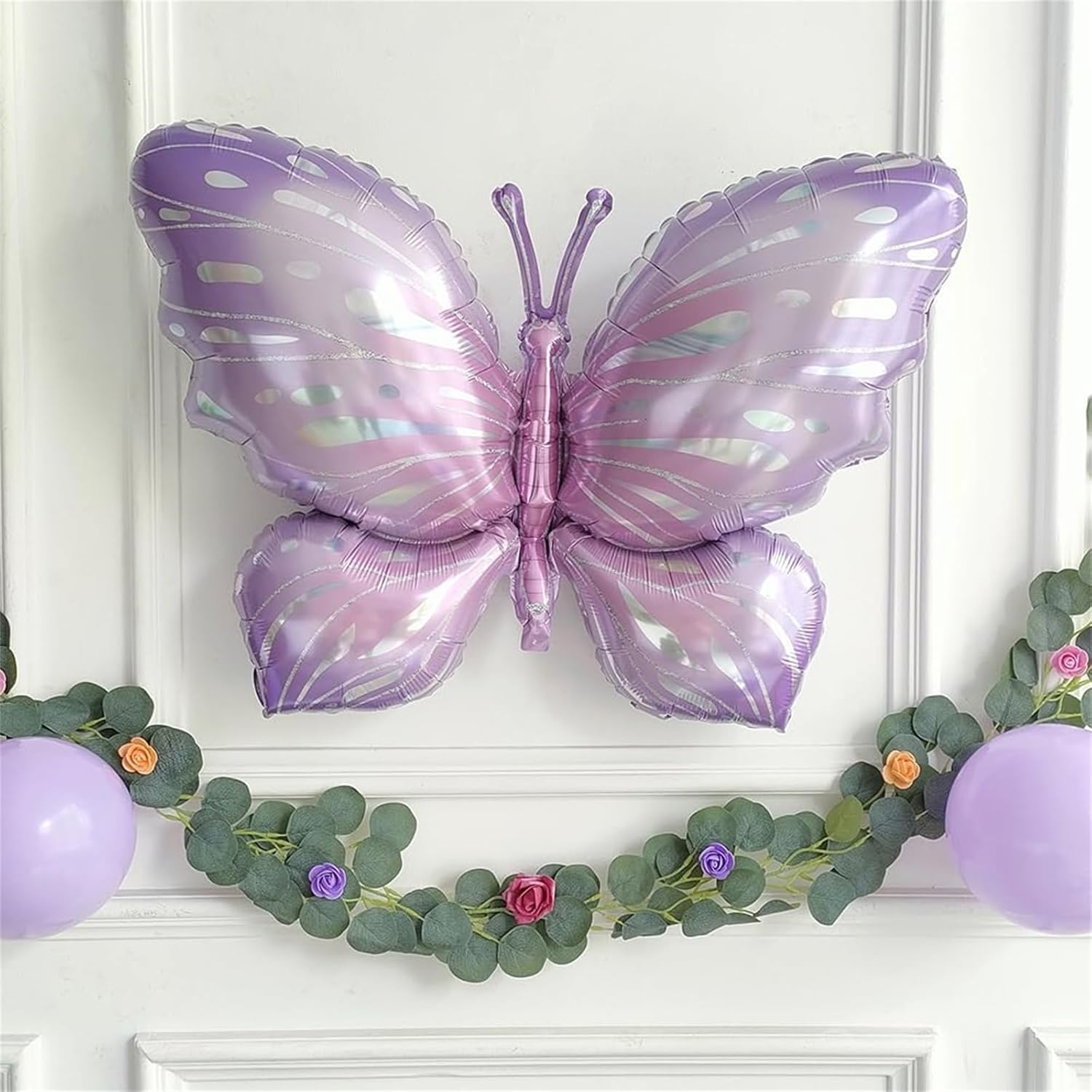 Purple Butterfly Balloons 6 Pcs Butterfly Foil Mylar Balloons for Butterfly Themed Party Wedding Birthday Party Baby Shower Decorations Supplies (100X66Cm) image number 5