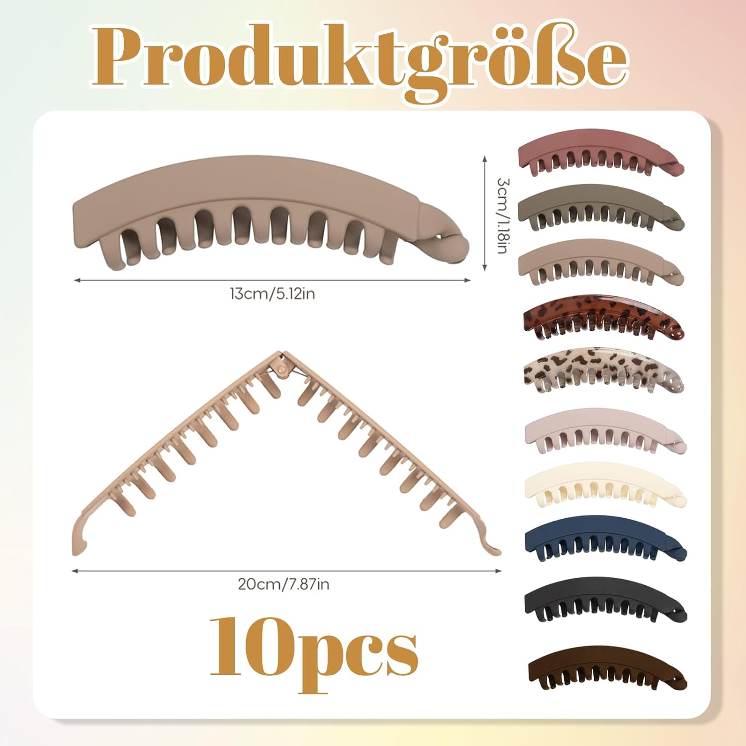 Banana Clip, Hair Clip, Pack of 10 Banana Clip Hair Women for Thick Thin Hair, Non-Slip Large Hair Clips for Everyday Hairstyles and Special Occasions image number 2