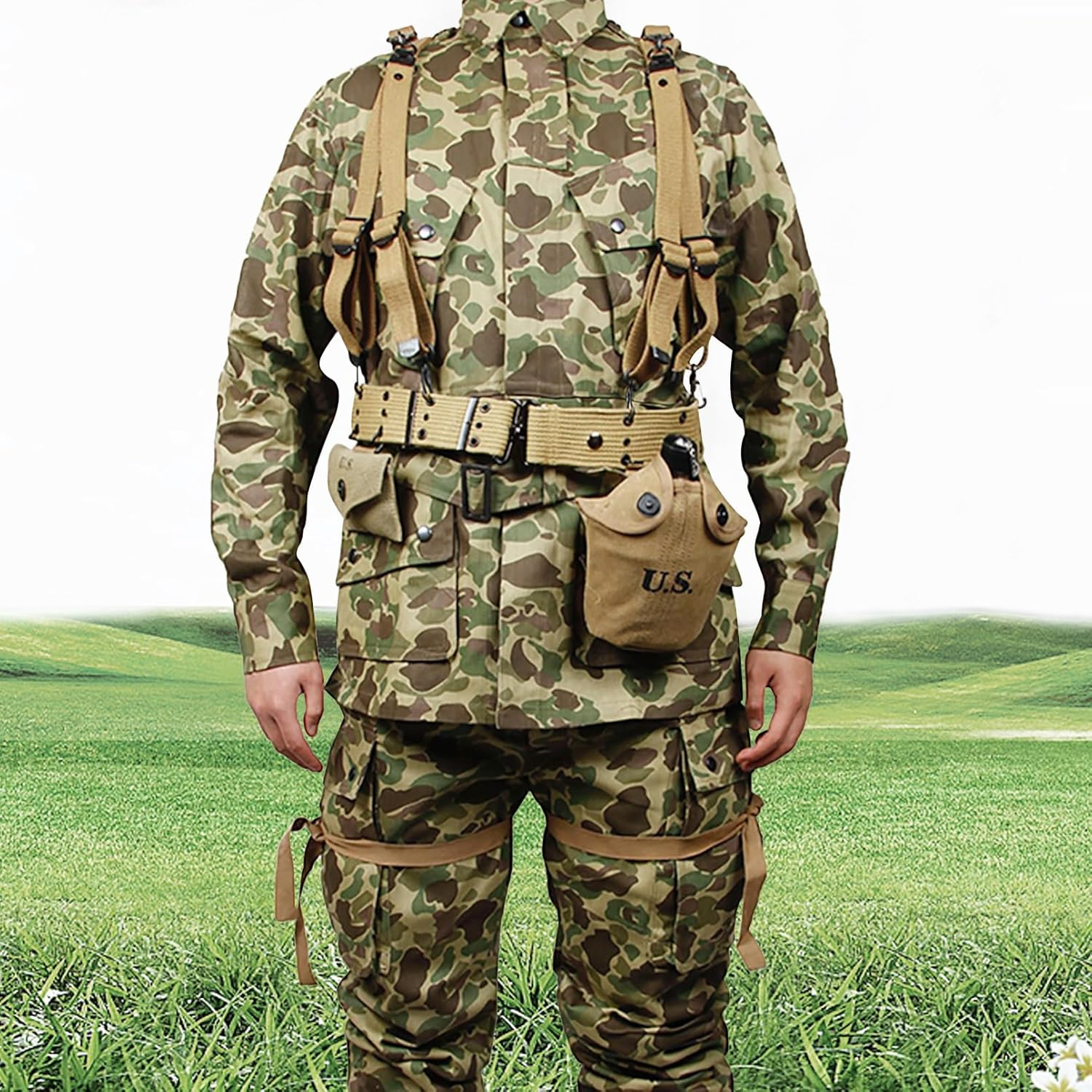 SMONT Repro WW2 US. Army M1936 Suspenders WWII Combat Standard X Strap Canvas/Khaki, Khaki, Medium image number 3