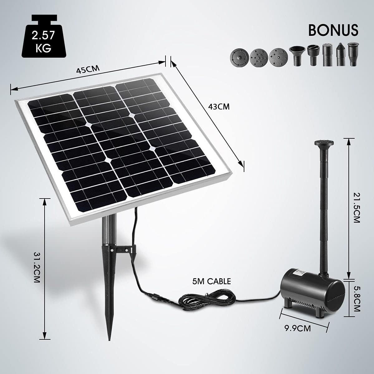 100W Solar Powered Fountain Water Pump for Birdbath Fish Pond Garden Pool image number 3