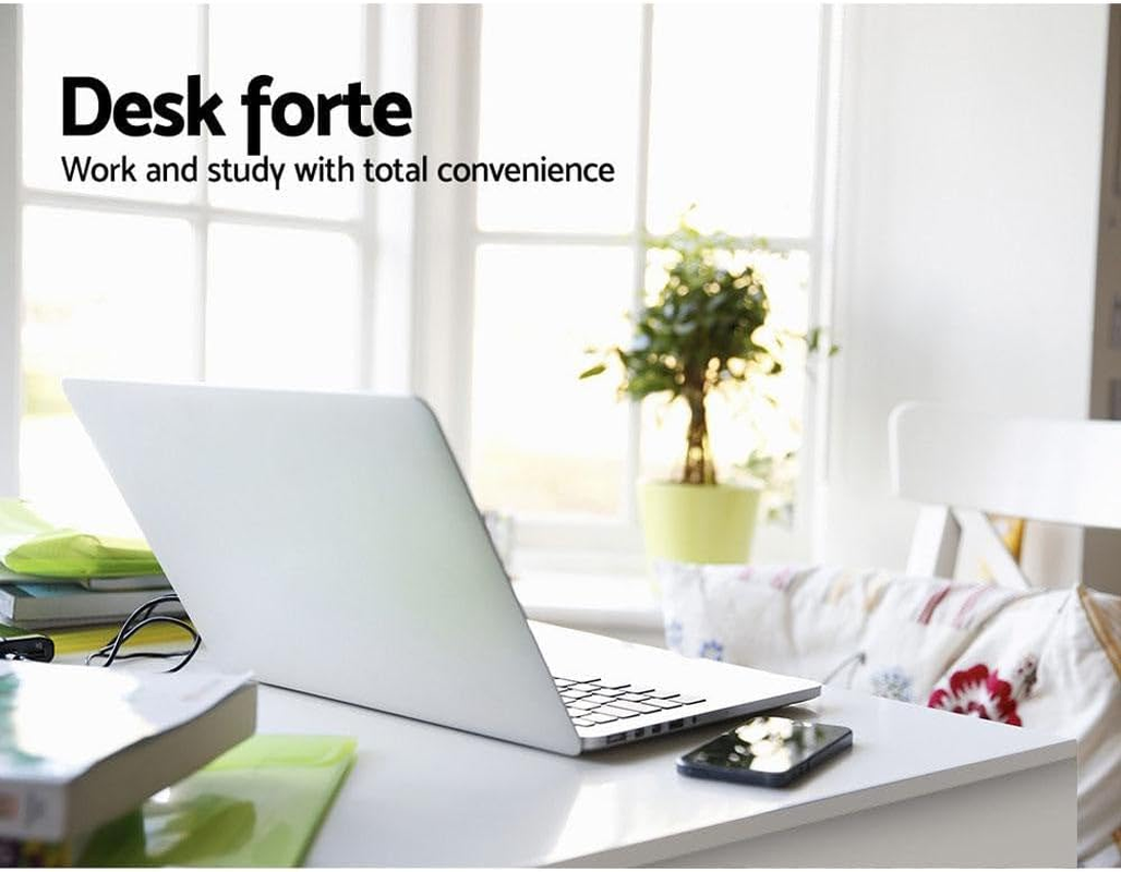 Artiss Computer Desk 100Cm White Desktop Office Laptop Desks Study Student Table, Home Furniture for Room Bedroom, with Drawer Cabinet Anti-Rust Metal Runners image number 4