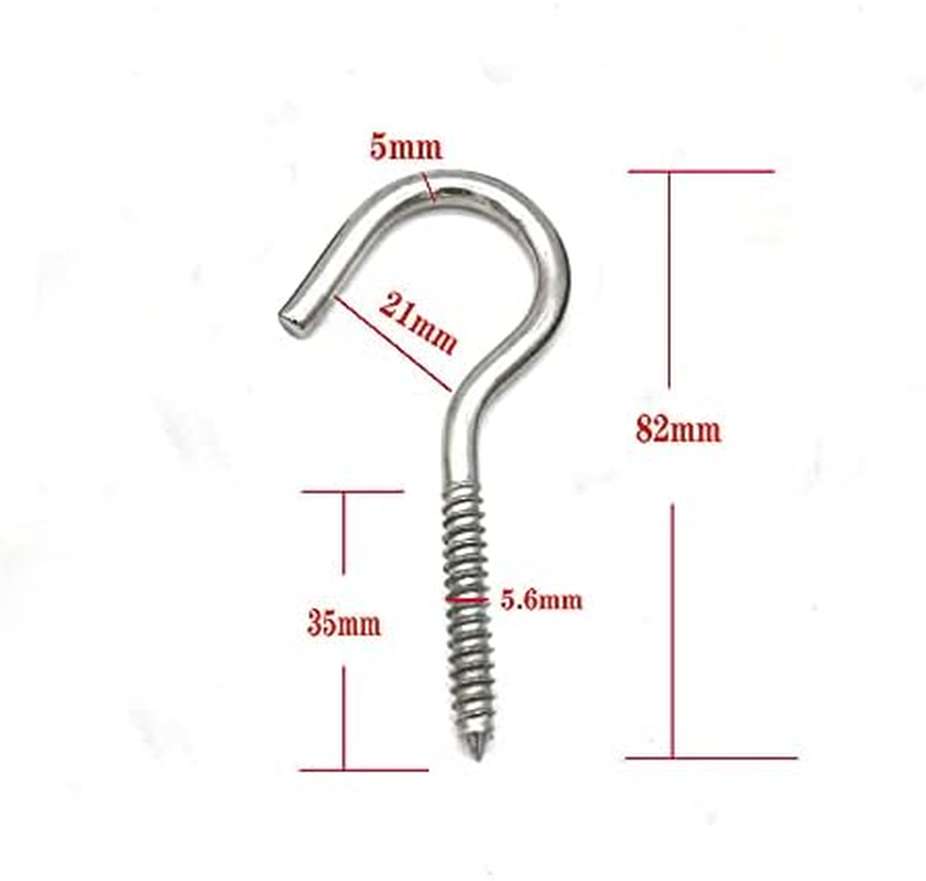 JY-MARINE 3.3 Inch Stainless Steel 316 Screw-In Hooks Eye Bolt Marine Grade, Heavy Duty Ceiling Hooks for Indoor and Outdoor Hanging Plants 10 Pieces image number 1