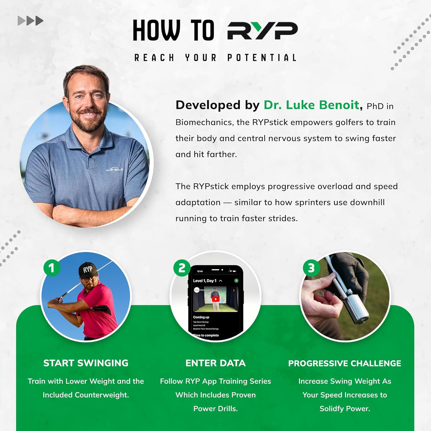 Rypstick | Golf Swing Trainer Device for Increased Distance - Golf Speed Trainer and Warmup Aid image number 2