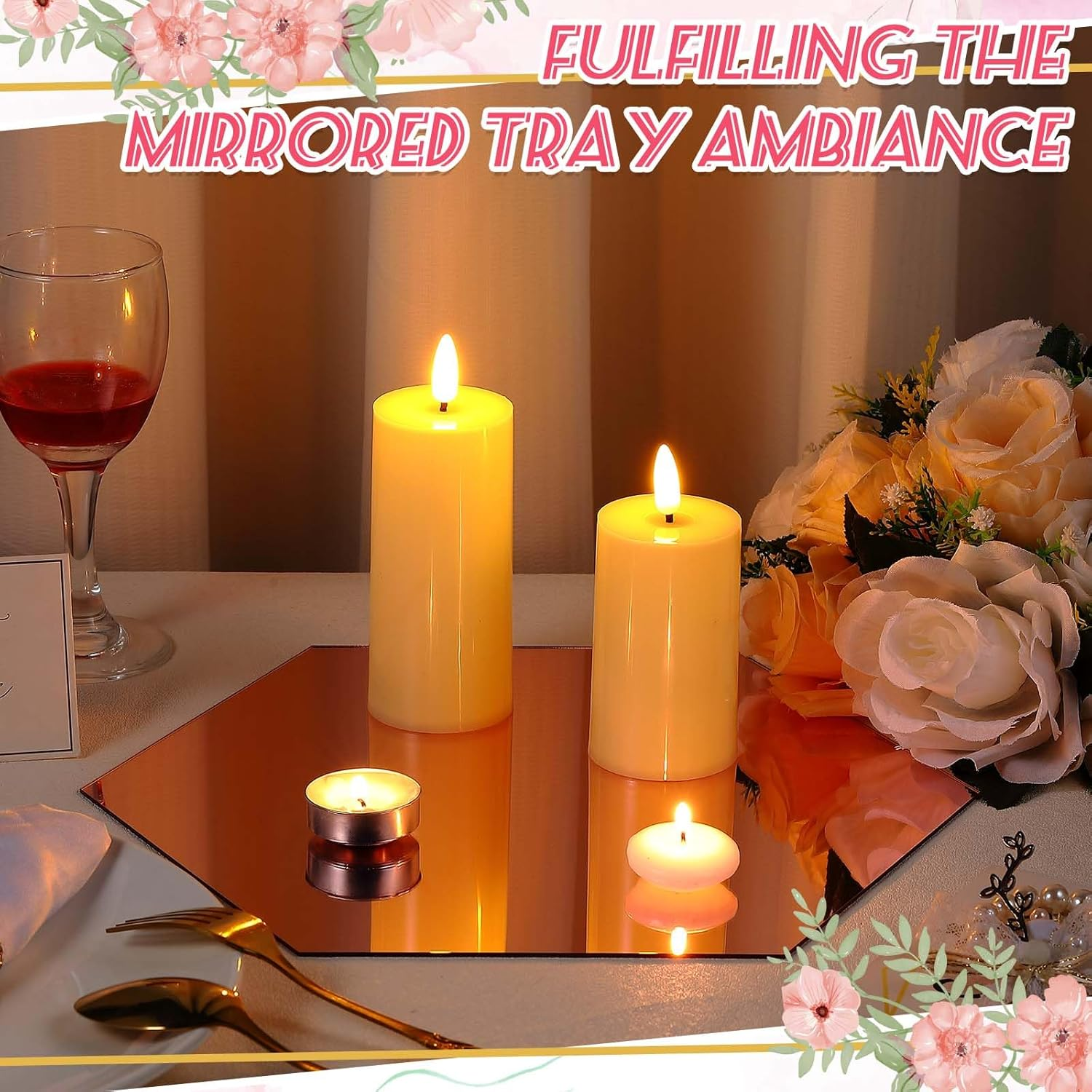 12 Pcs 12 Inches Hexagon Mirrors for Centerpieces Hexagon Mirror Trays Mirror Plates for Centerpieces Wedding Centerpieces for round Tables Wedding Party Decorations Wall Decorations Crafts image number 3