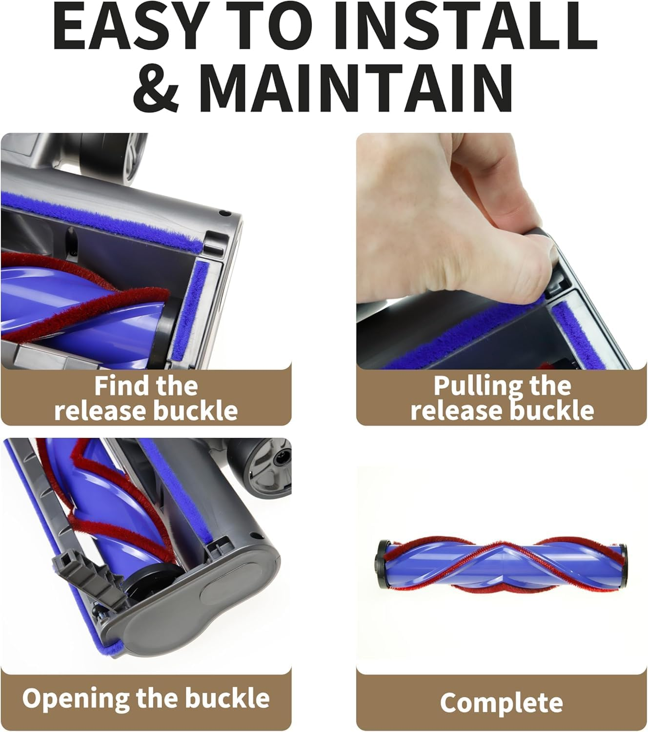 Vacuum Motorhead Compatible for Dyson V7 V8 V10 V11 V15 SV10 SV12 SV14 Animal Absolute Electric Head 4 LED V Shape Roller for Hard Floor Low Carpets image number 3