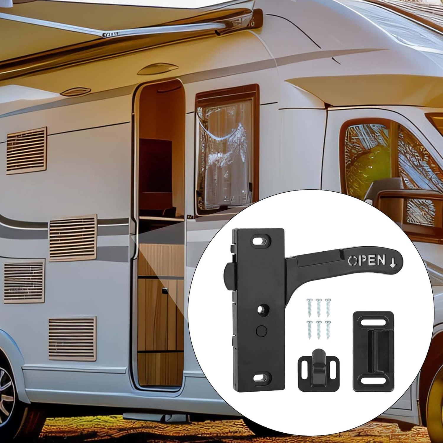 BOXOB 3Pcs Screen Door Latch Replacement Kit, RV Screen Door Handle Latch with 6 Mounting Screws for Motorhome, RV Camper, Travel Trailer (Right Hand) image number 6