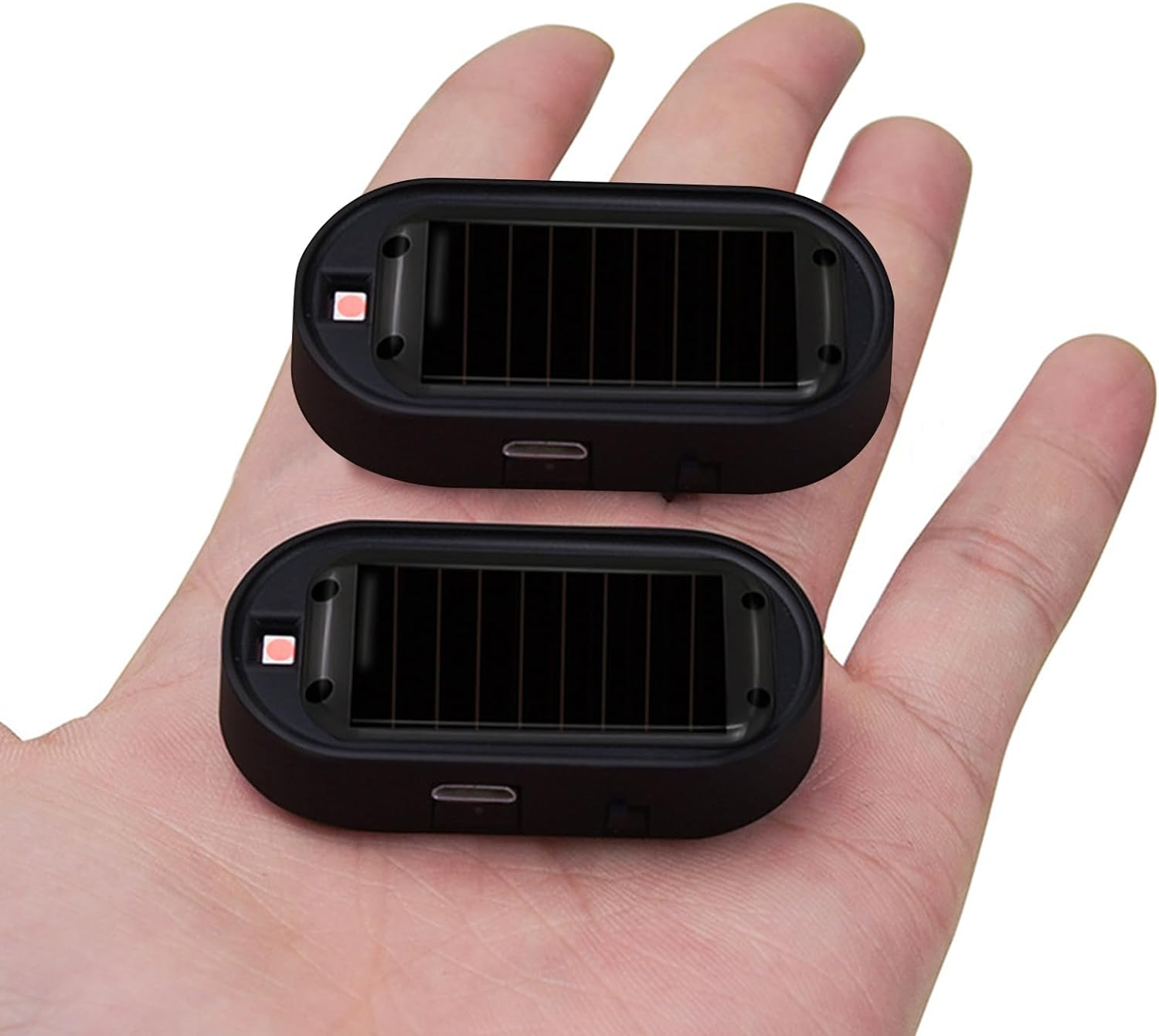 Shudyear Car Solar Power Simulated Dummy Alarm，New Model&Brighter & Clearer，Anti-Theft LED Flashing Security Light Fake Lamp with USB Charger Port，2Pcs (Red) - Red  Blue image number 3