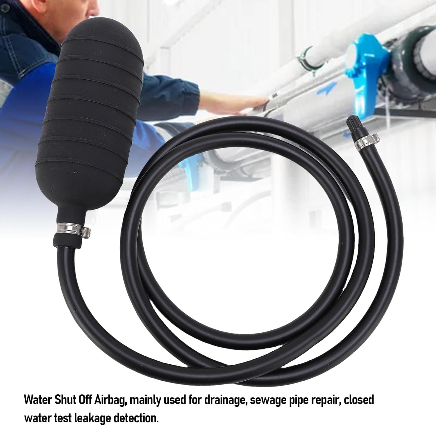ASHATA Water Shut off Airbag, Sewer Test Plug,Inflatable Pipe Plug Balloon, Quickly Shut off Water Test Airbag for Drainage Pipe, Sewage Temporary Blocking (70Mm) image number 3