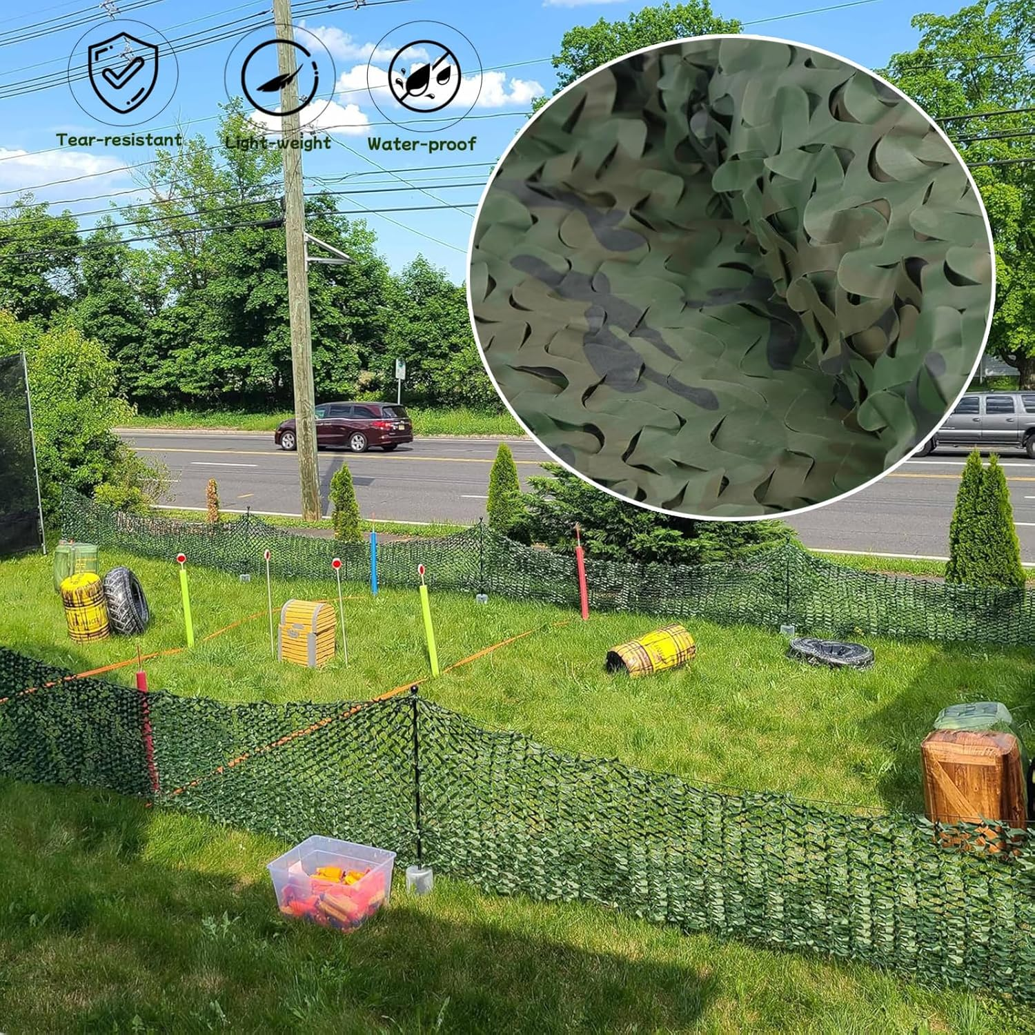 Camo Netting Camouflage Netting 1.5X4M,Bulk Roll Mesh Netting Camouflage Net for Hunting Decoration Sunshade,Farm Factory Shelter Car Concealment (1.5X4M) image number 6