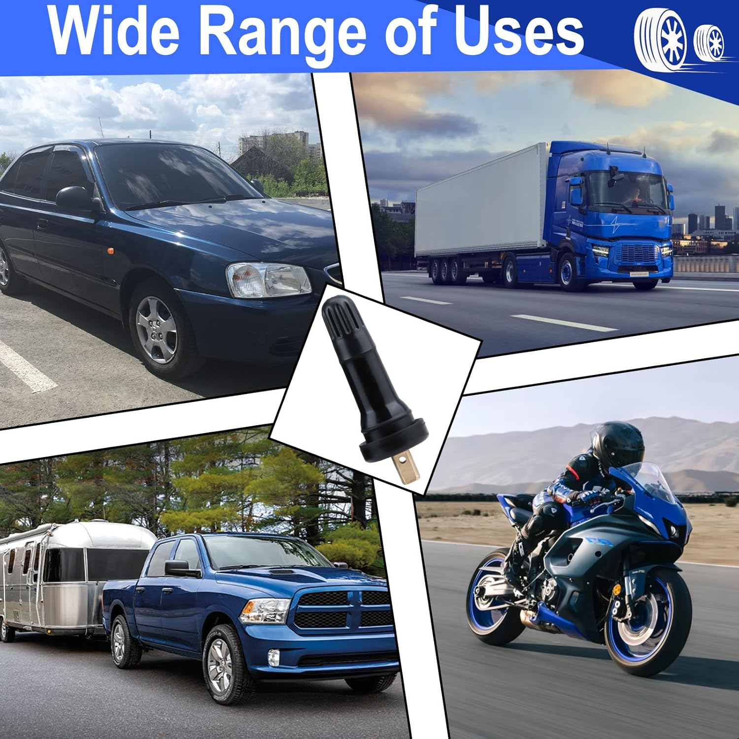 5 PCS TPMS 20008 Tire Valve Stem, Snap-In Rubber Tubeless Tire Pressure Sensor Valve Stem, TPMS Valve Stem Replacement, Compatible with Enclave Escalade Avalanche Sierra image number 4