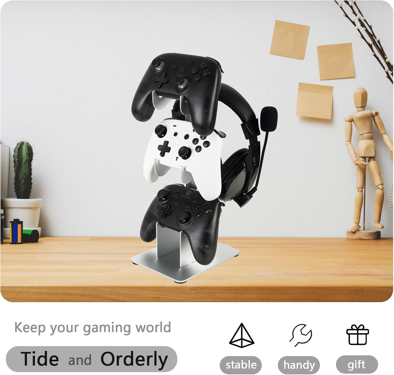 Controller Holder 3 Tier, Controller and Headset Stand for Gaming Desk, Stronger Snap-On Construction Hanger for All Universal Gaming PC Accessories image number 3