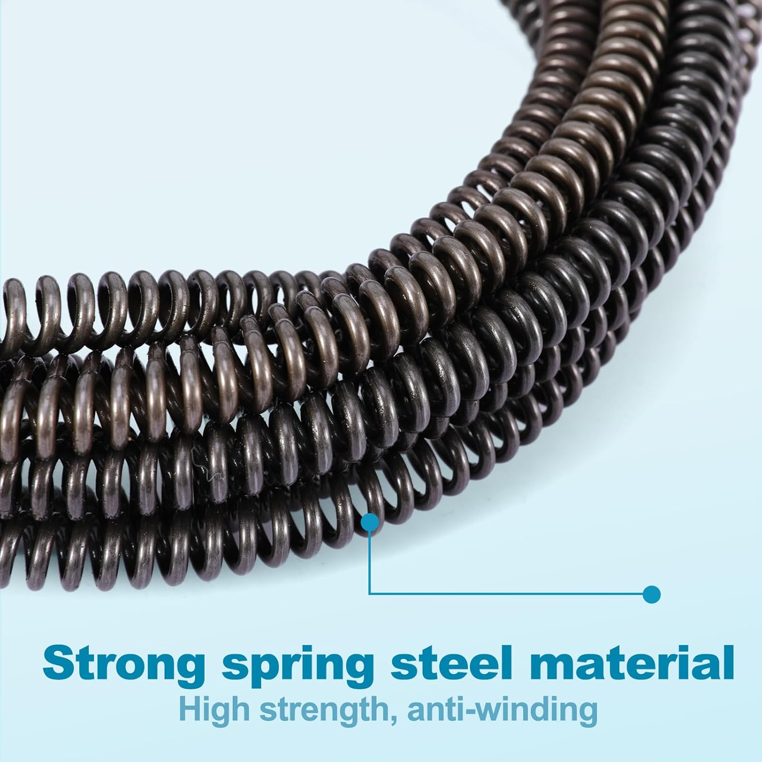 Drain Cleaner Spiral 5 M &ndash; Drain Pipe Cleaning Spiral Diameter 12 Mm, with 6 Pieces Drain Cleaner Cutting Head for Pipe Cleaning with Drill Tip Drain Snake image number 2