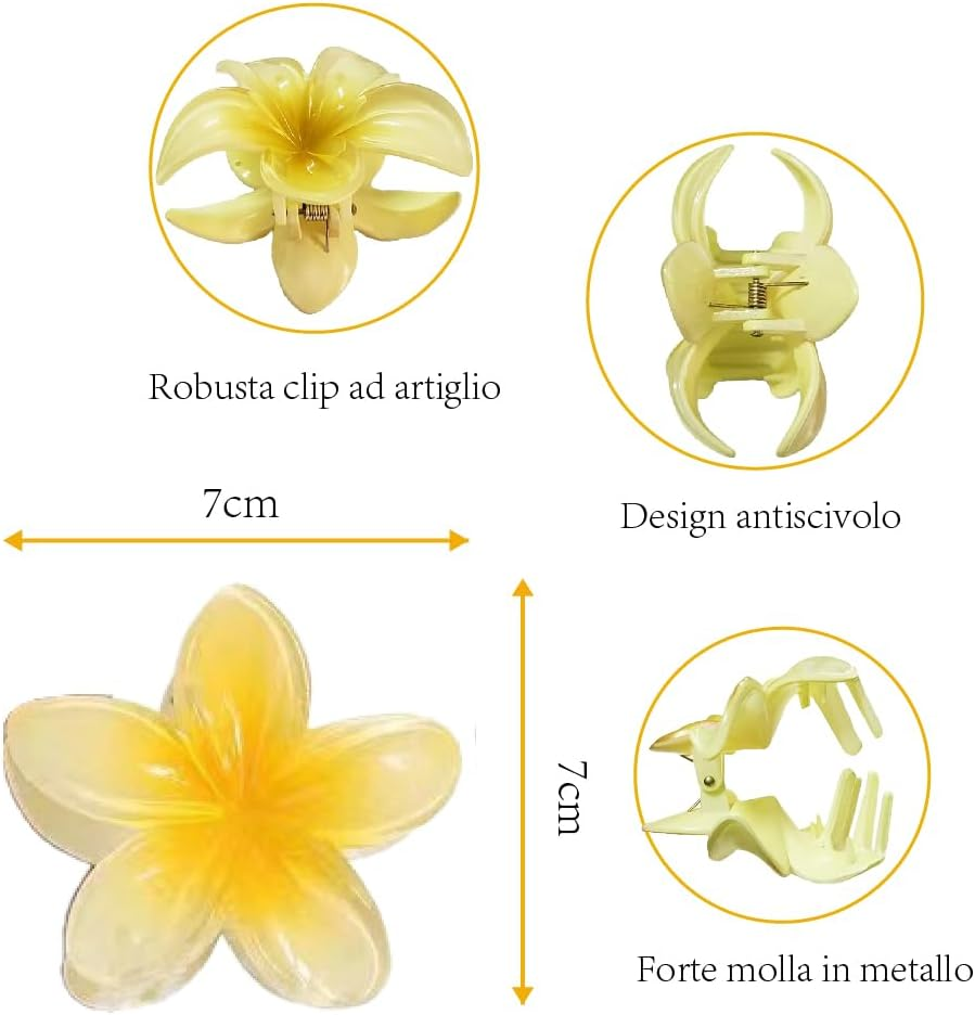 Esshogo Pack of 6 Hair Tongs Flowers, Non-Slip Hair for Girls, Hair Flowers, Hair Clip, Large for Thick Hair, for Elegant Beach Parties image number 3