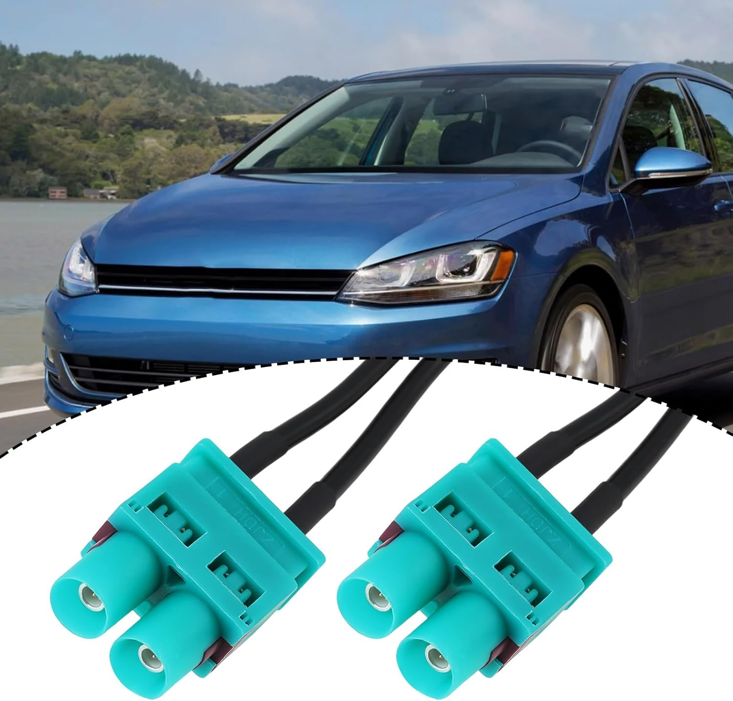 2Pcs Dual FAKRA Head Radio Antenna Conversion Cable Compatible with VW image number 3