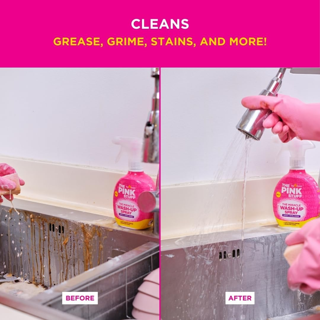 The Pink Stuff Miracle Wash up Spray - Vegan Friendly Dish Washing Spray for Sparkling Clean Dishes and Surfaces (Pack of 2) image number 5