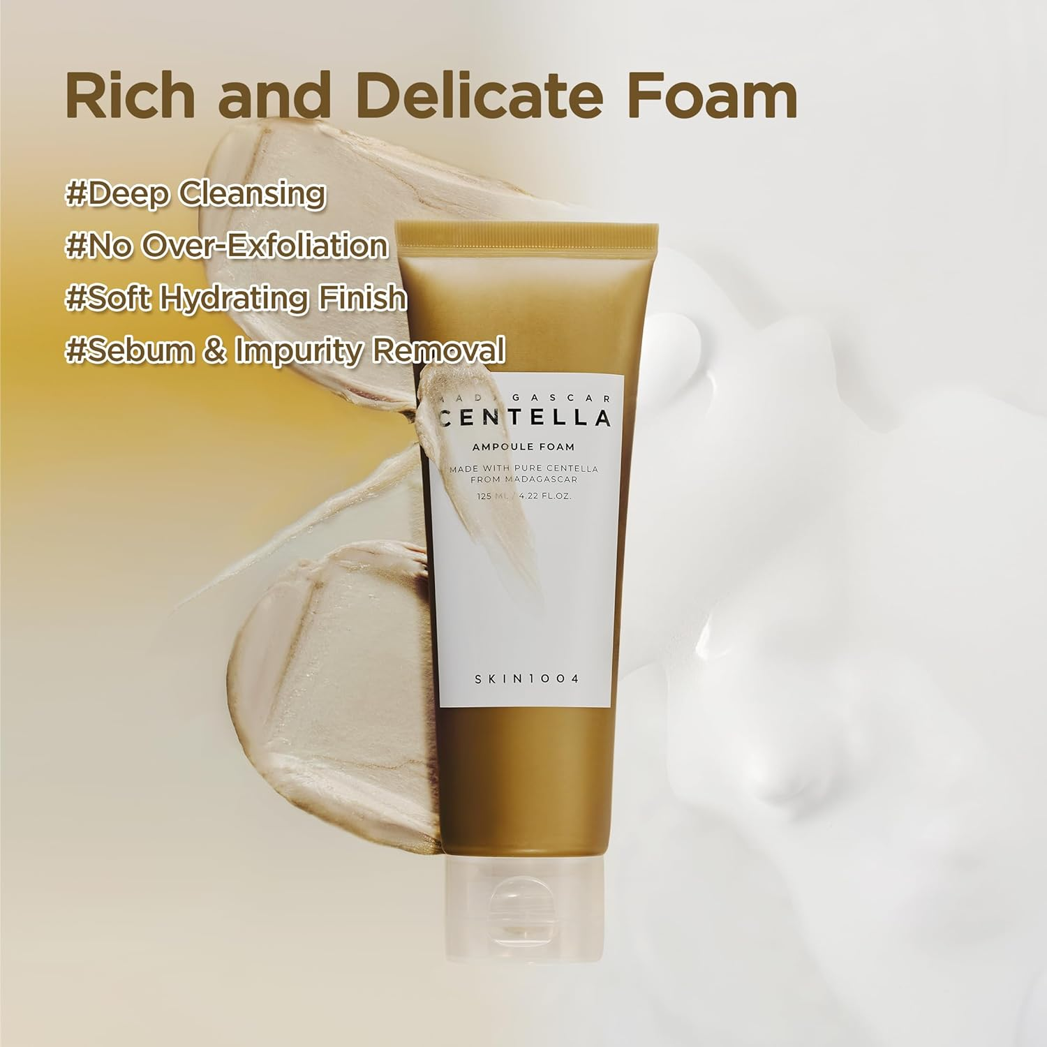 SKIN1004 Madagascar Centella Ampoule Foam, 125Ml, Korean Face Cleanser & Makeup Remover with Centella Asiatica, Facial Foam Cleanser for Daily Face Wash, Cleansing Foam for Skin Cleanliness & Softness, Korean Skincare image number 5