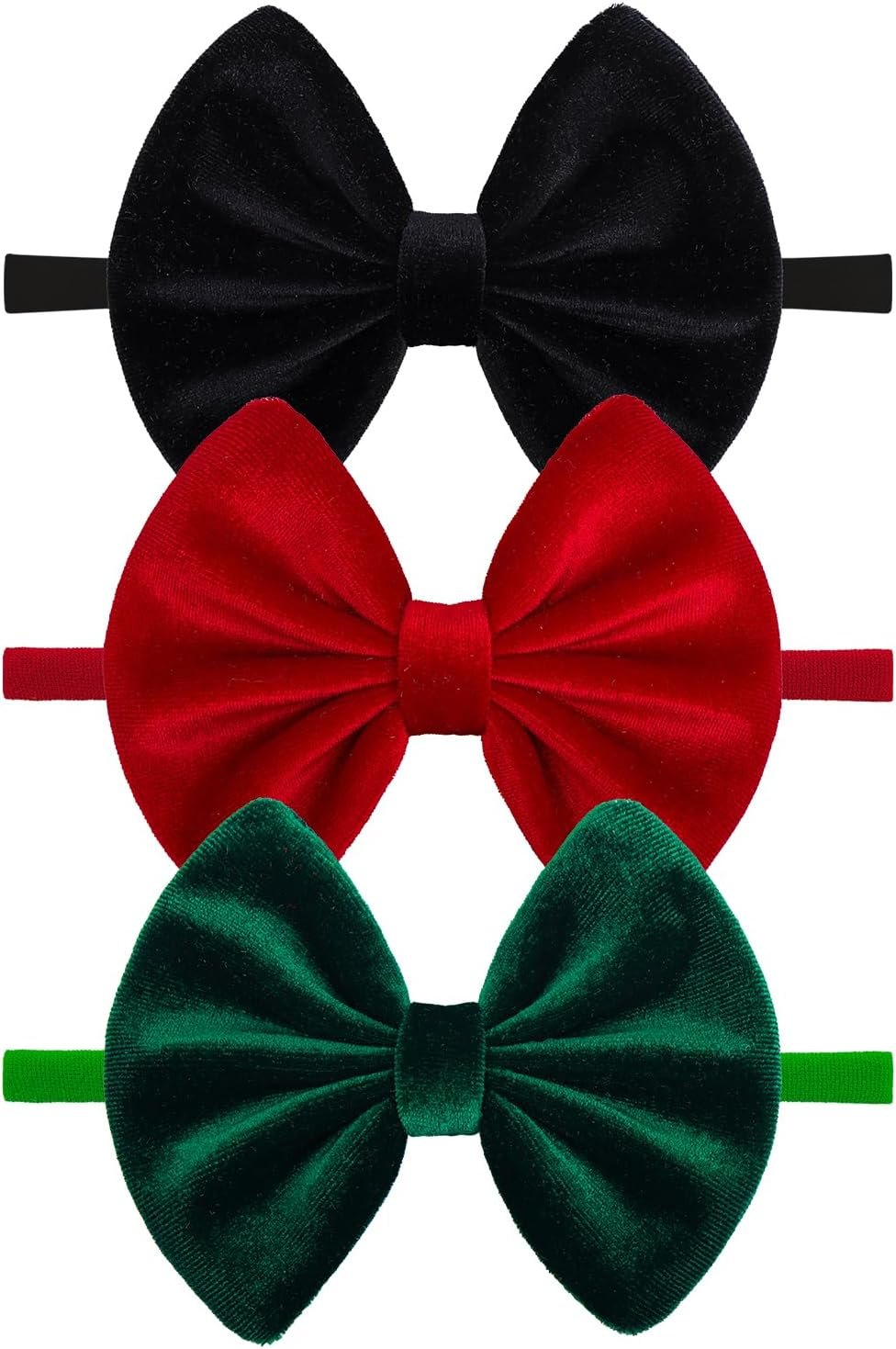 ONENINEDREAM Christmas Velvet Baby Girls Bows Elastic Nylon Headbands Red Green Handmade Christmas Newborn Bows Hairbands Infants Toddlers Hair Accessories
